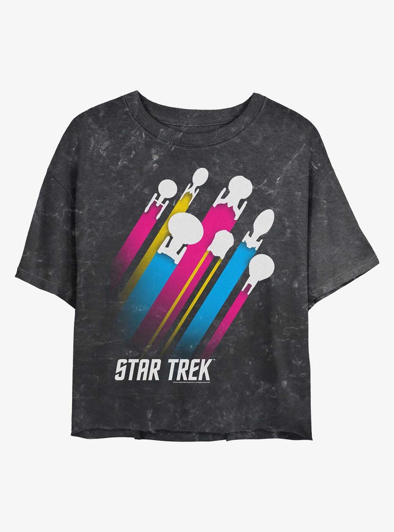 Star Trek Pan Pride Fleet Stripes Mineral Wash Crop T-Shirt | Trending Graphic Tee For Fans