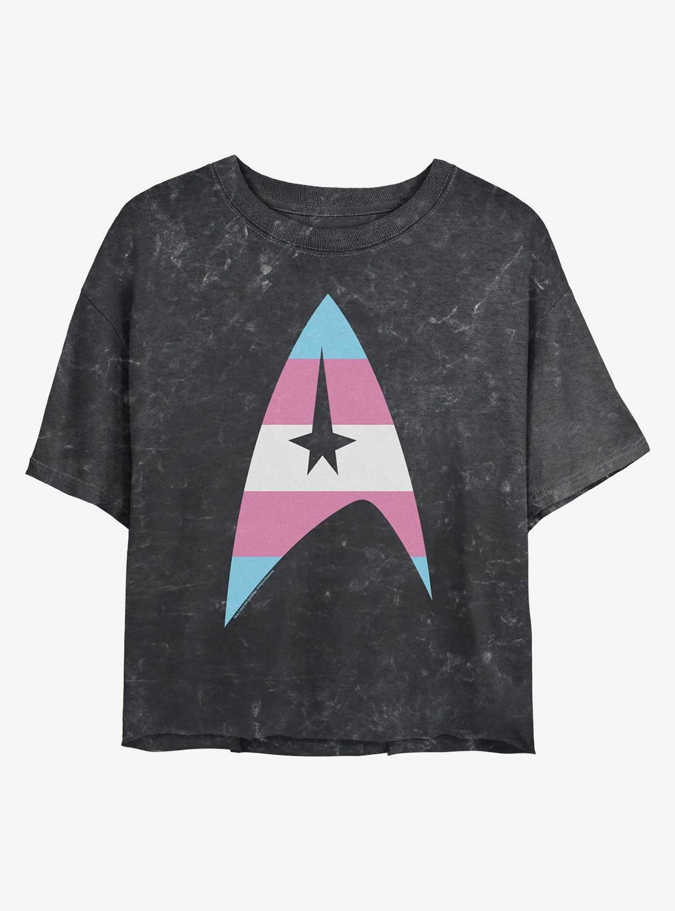 Star Trek Trans Flag Logo Mineral Wash Crop T-Shirt | Trending Graphic Tee For Fans