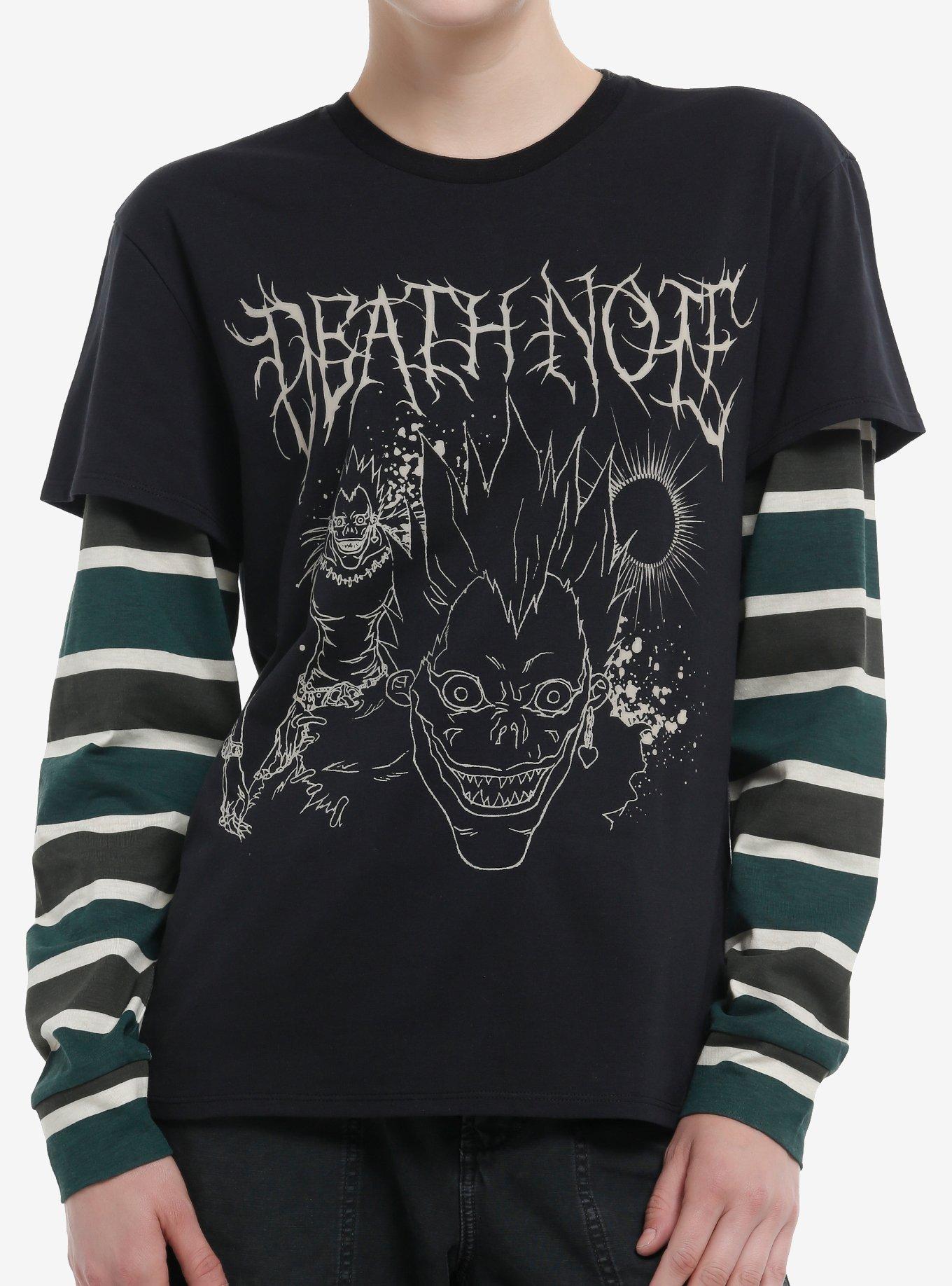 Death Note Ryuk Stripe Girls Twofer Long-Sleeve T-Shirt | Trending Graphic Tee For Fans