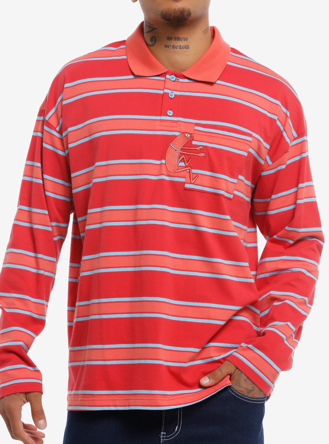 Smiling Friends Allan Stripe Long-Sleeve Polo Shirt | Limited Edition Fan Favorite