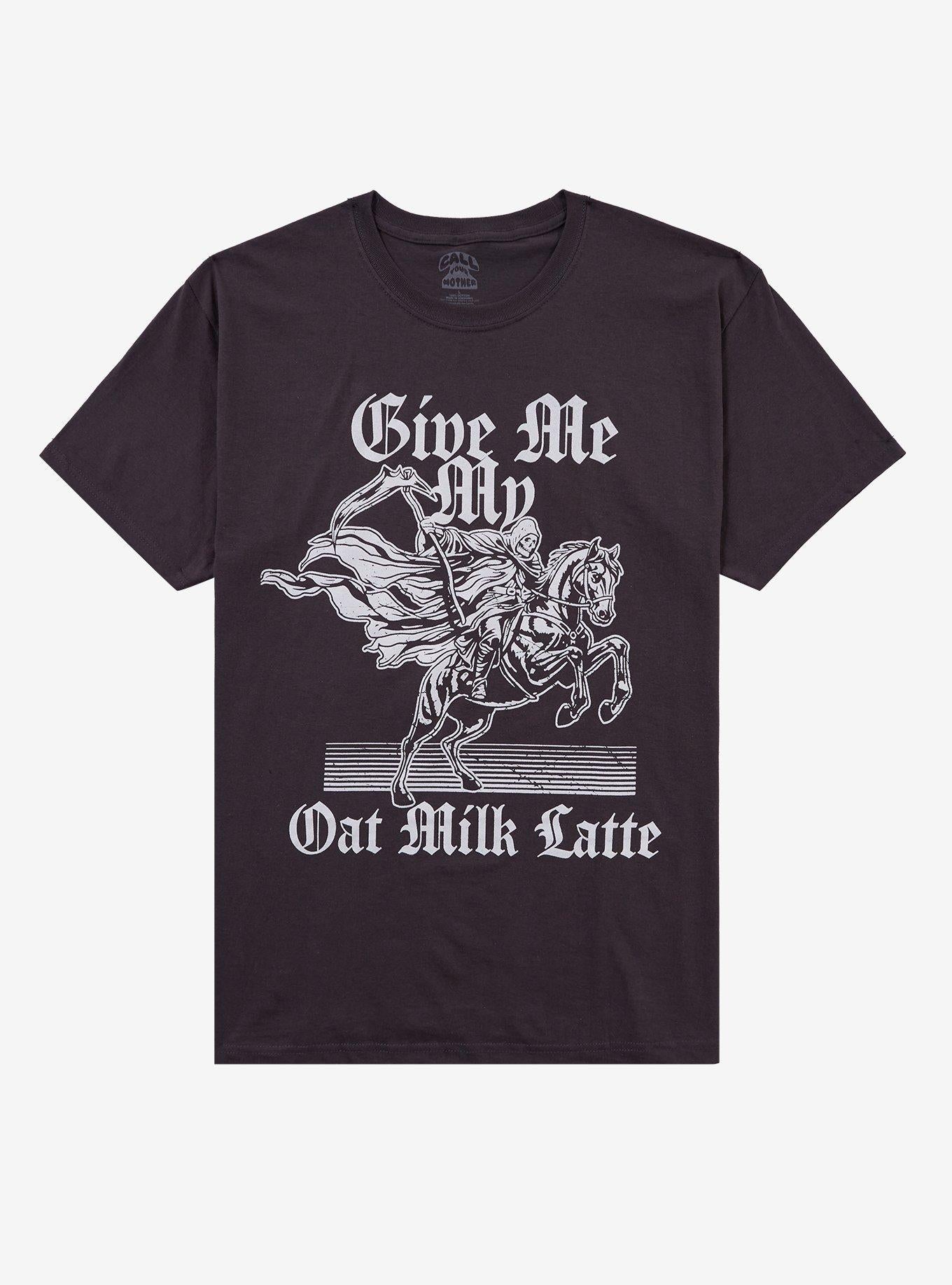 Grim Reaper Oat Milk Latte By Call Your Mother T-Shirt | Trending Graphic Tee For Fans