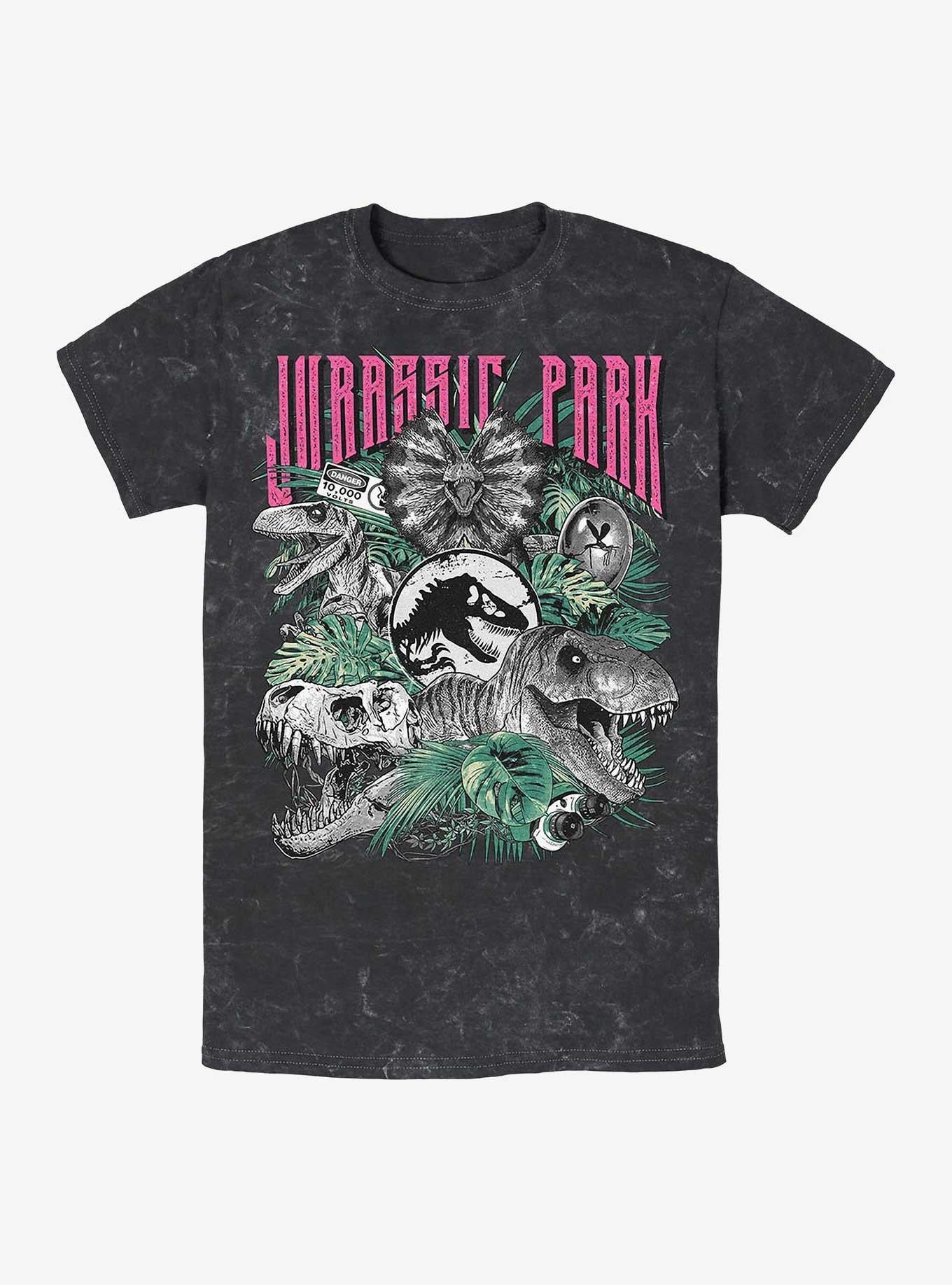 Jurassic Park Iconic Dinosaurs Mineral Wash Hot Topic Exclusive T-Shirt | Trending Graphic Tee For Fans