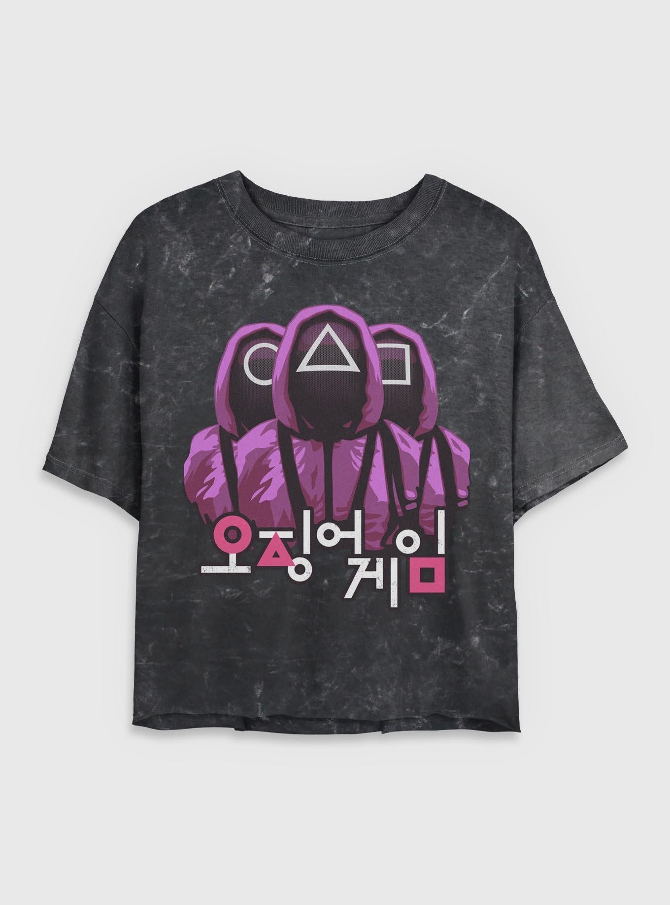 Squid Game Guards Girls Mineral Wash Crop T-Shirt | Trending Graphic Tee For Fans