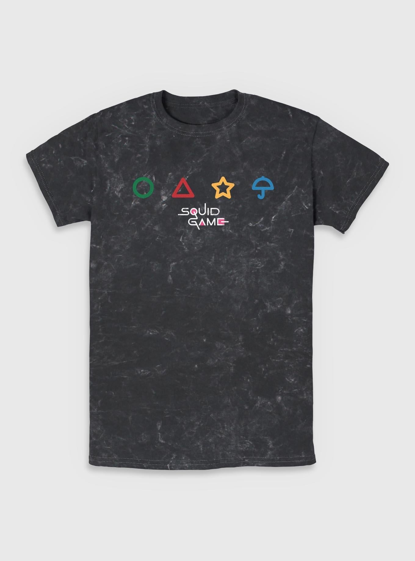 Squid Game Shapes Mineral Wash T-Shirt | Trending Graphic Tee For Fans