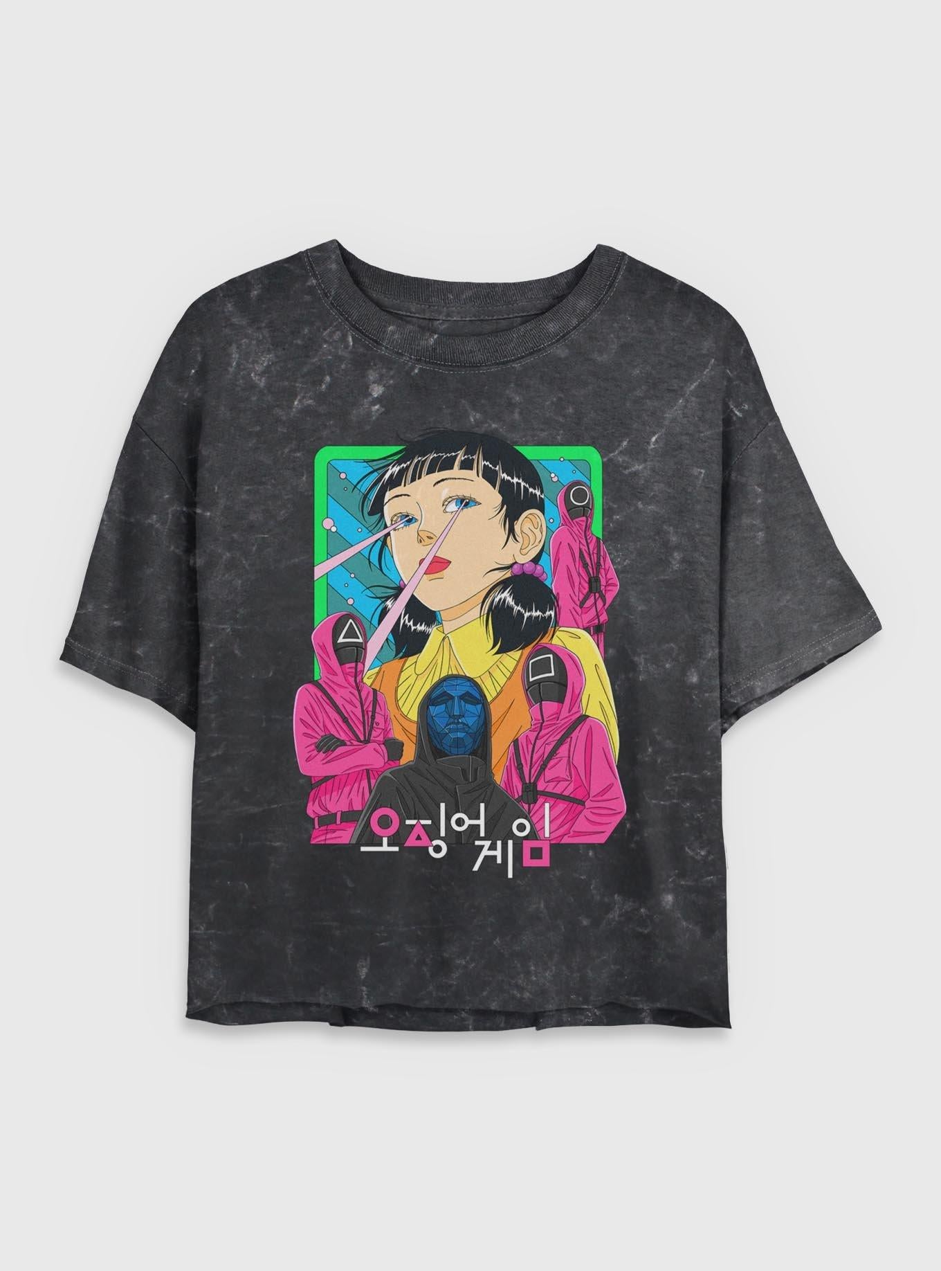Squid Game Baddies Graphic Girls Mineral Wash Crop T-Shirt | Trending Graphic Tee For Fans
