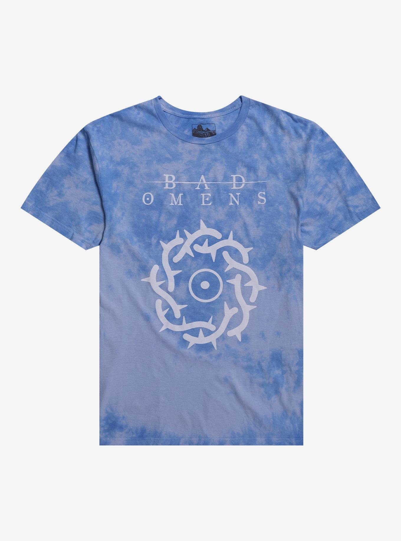 Bad Omens Circle Of Thorns Blue Cloud Wash T-Shirt | Trending Graphic Tee For Fans