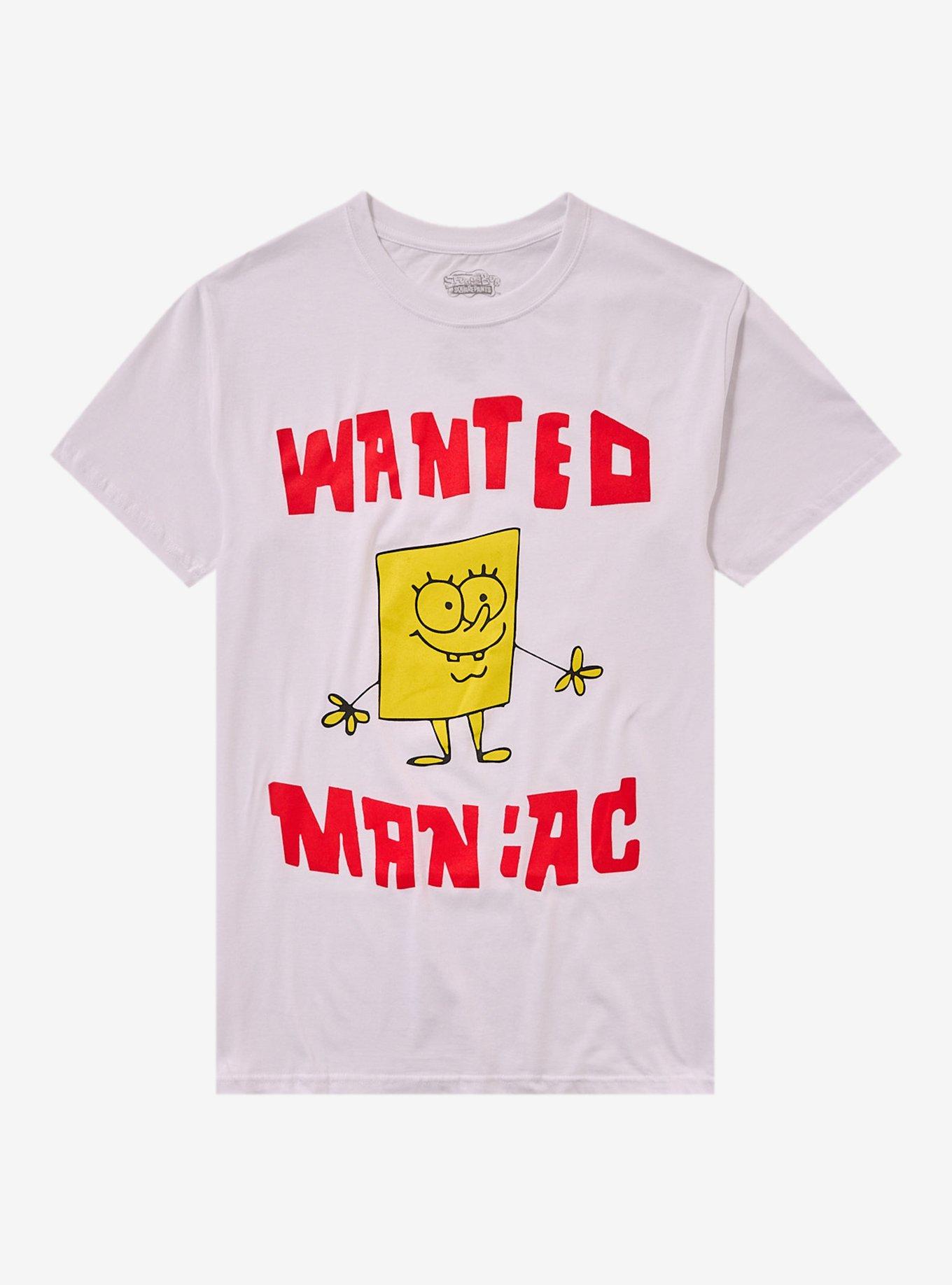 SpongeBob SquarePants Wanted Maniac Poster T-Shirt | Trending Graphic Tee For Fans