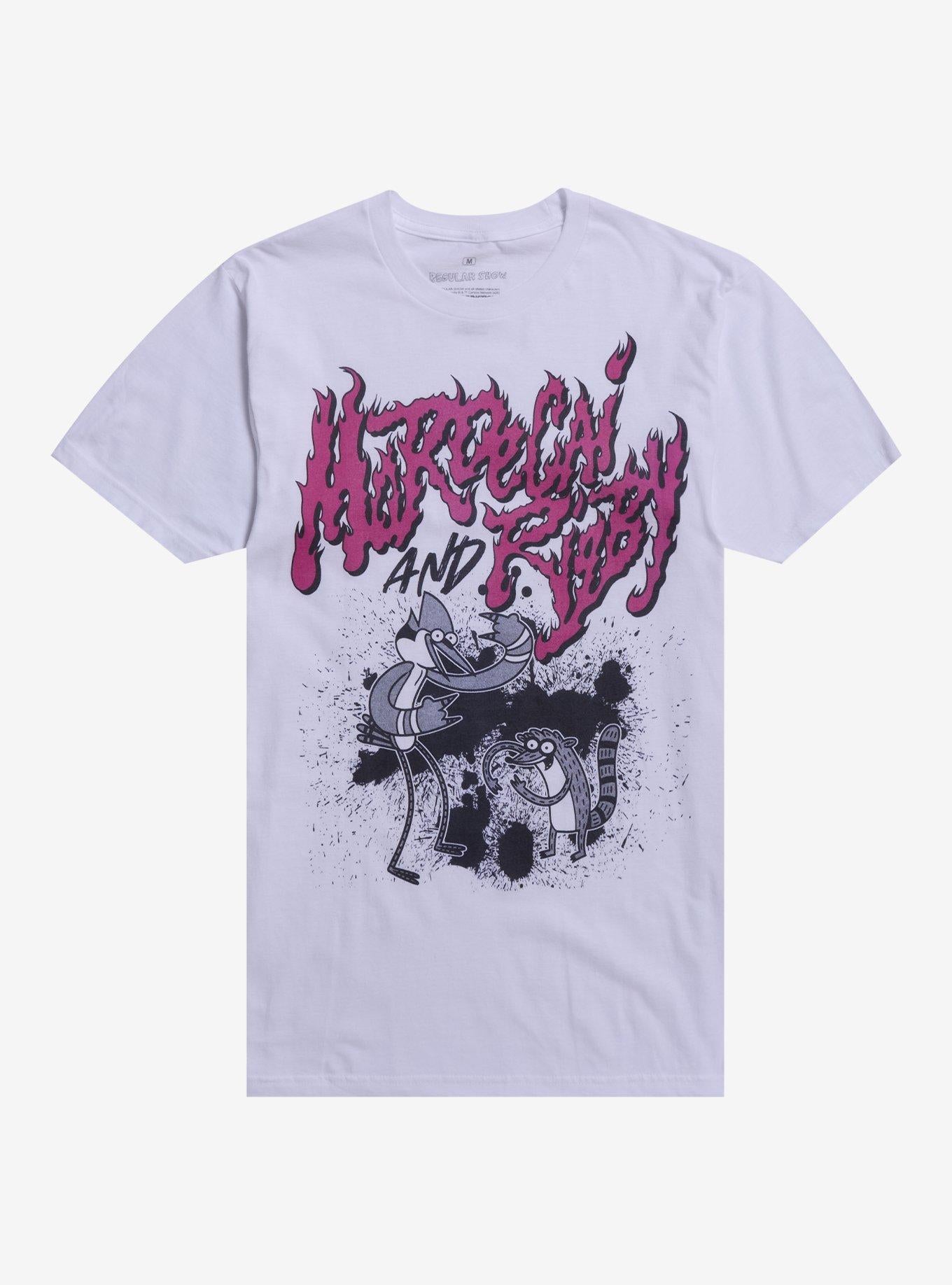 Regular Show Mordecai and Rigby Flame Font T-Shirt | Trending Graphic Tee For Fans