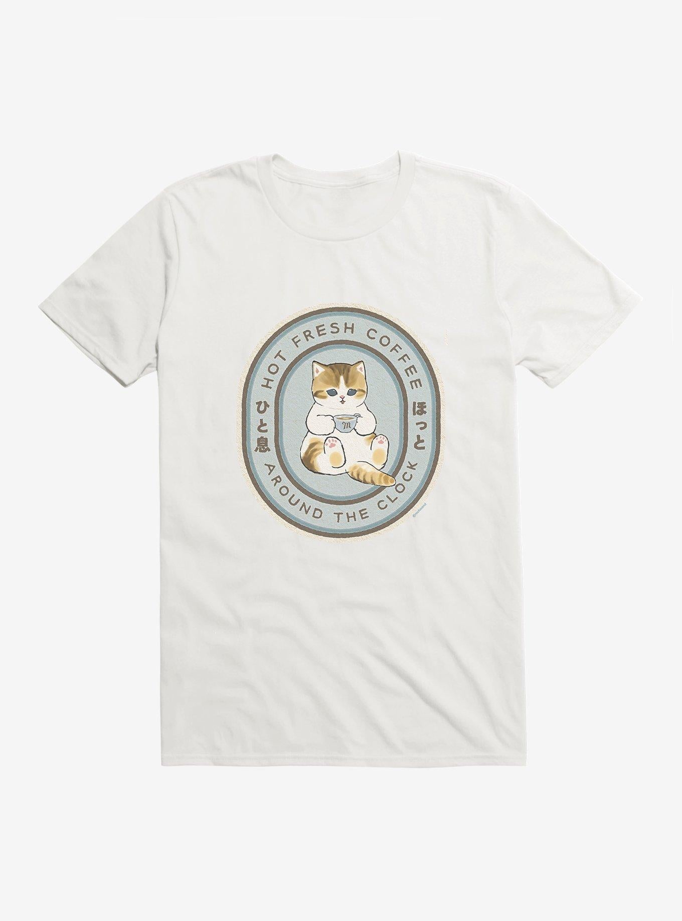 Mofusand Hot Fresh Coffee Around The Clock T-Shirt | Trending Graphic Tee For Fans