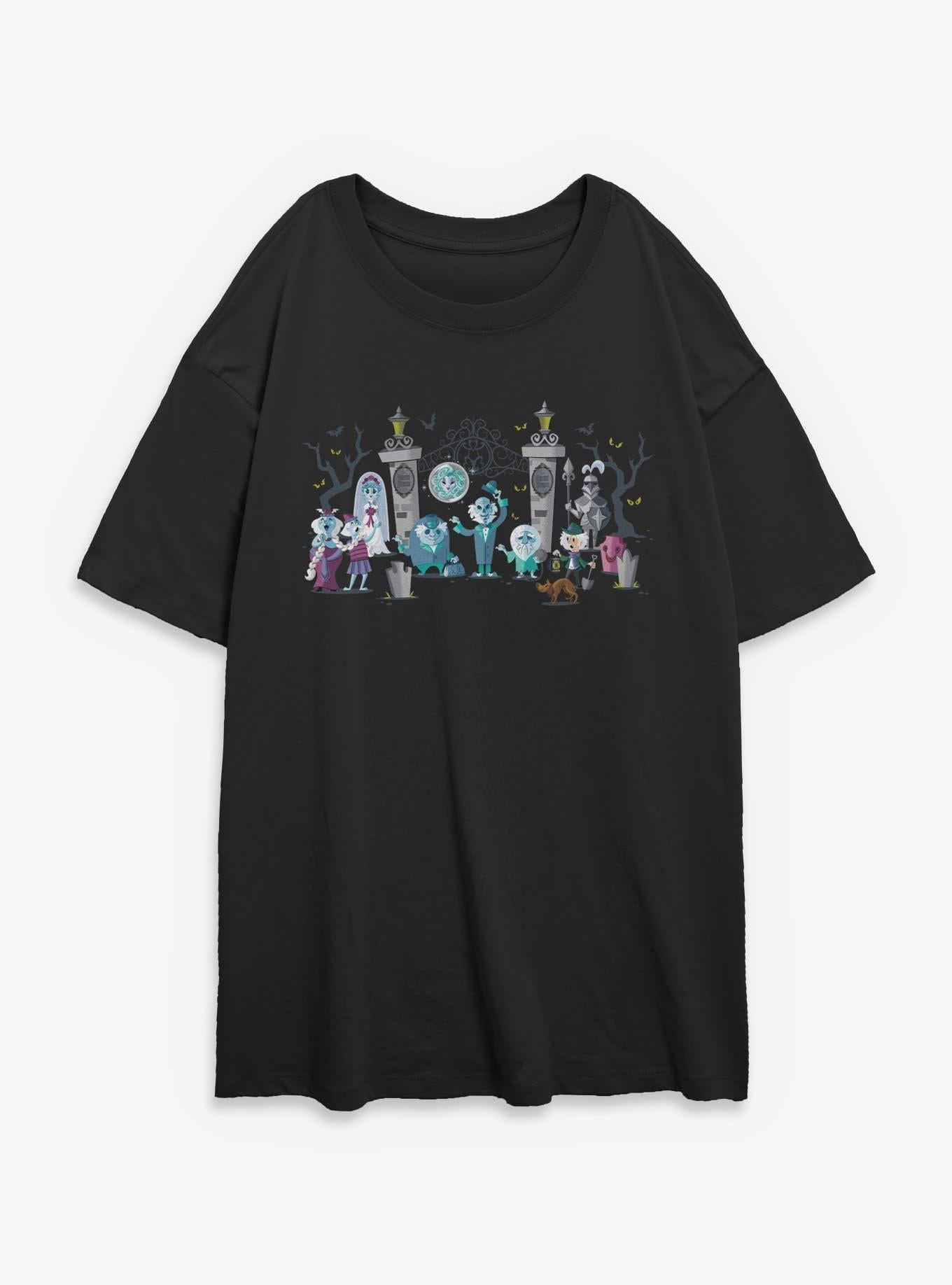 Disney The Haunted Mansion Characters Entrance Mansion Girls Oversized T-Shirt | Trending Graphic Tee For Fans