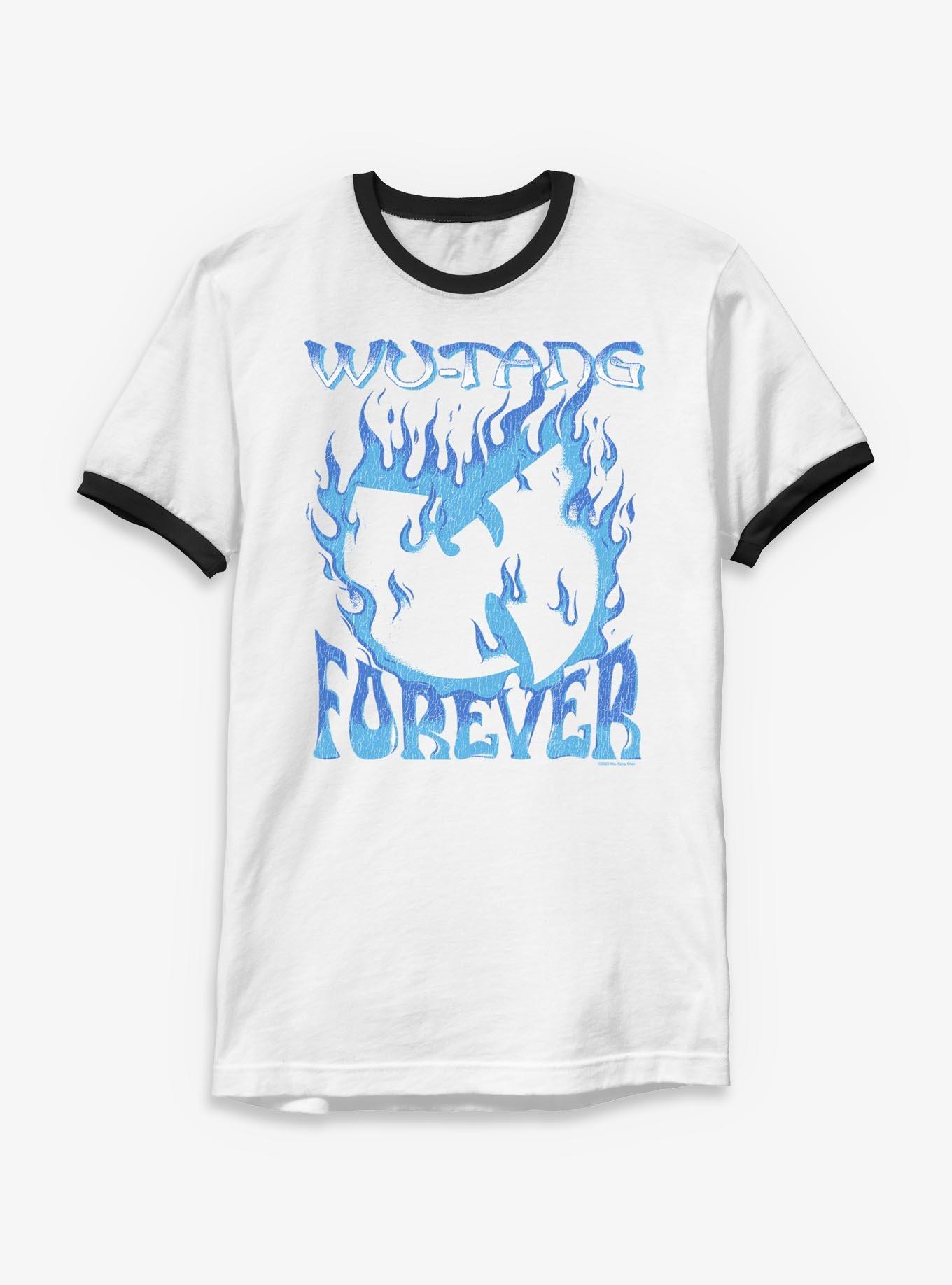 Wu-Tang Clan Blue Flame Logo Ringer T-Shirt | Trending Graphic Tee For Fans