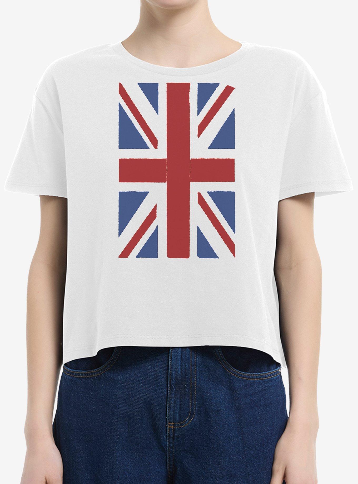 British Flag Girls Boxy Crop T-Shirt | Trending Graphic Tee For Fans