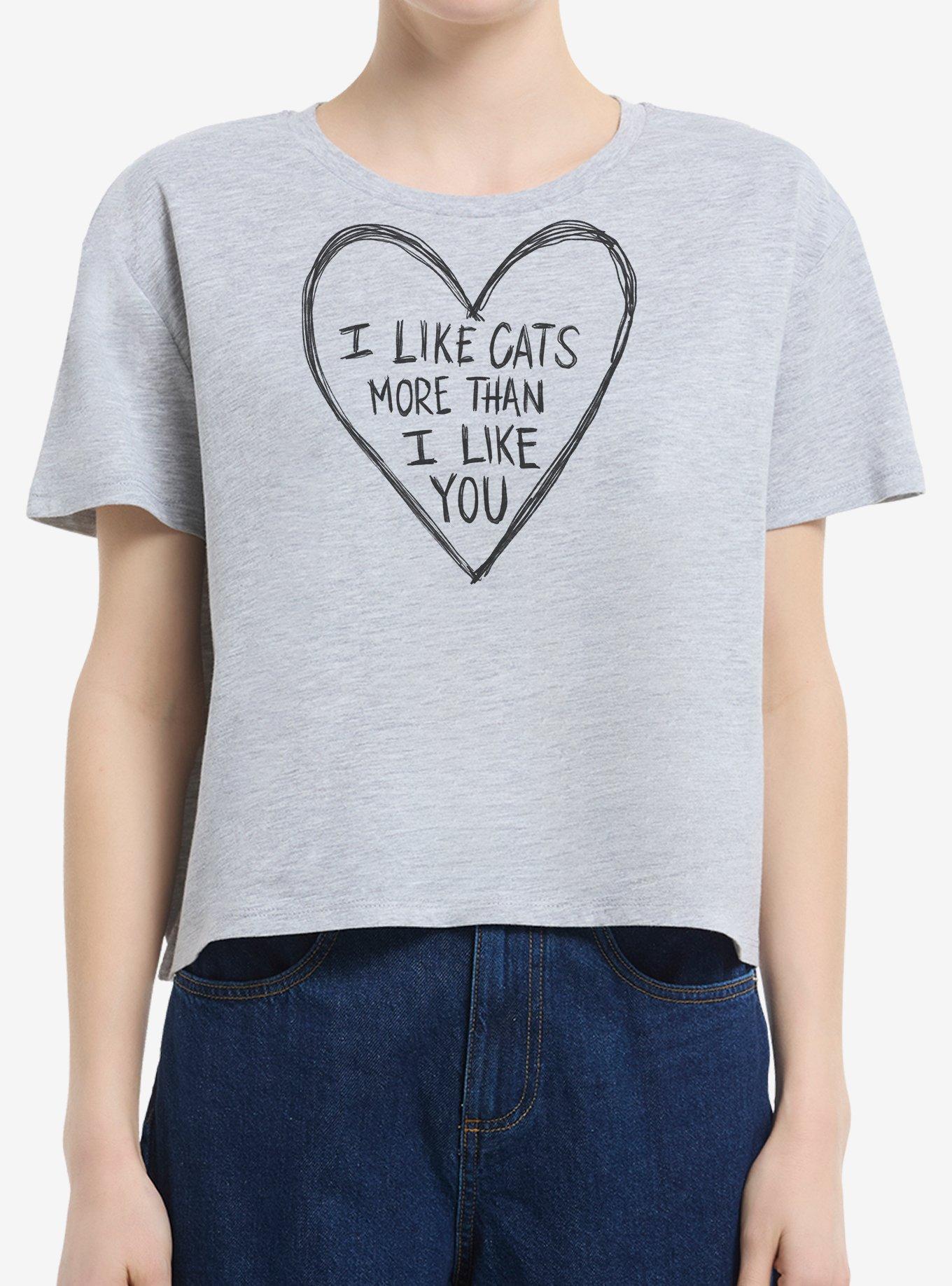 I Like Cats More Than I Like You Girls Boxy Crop T-Shirt | Trending Graphic Tee For Fans