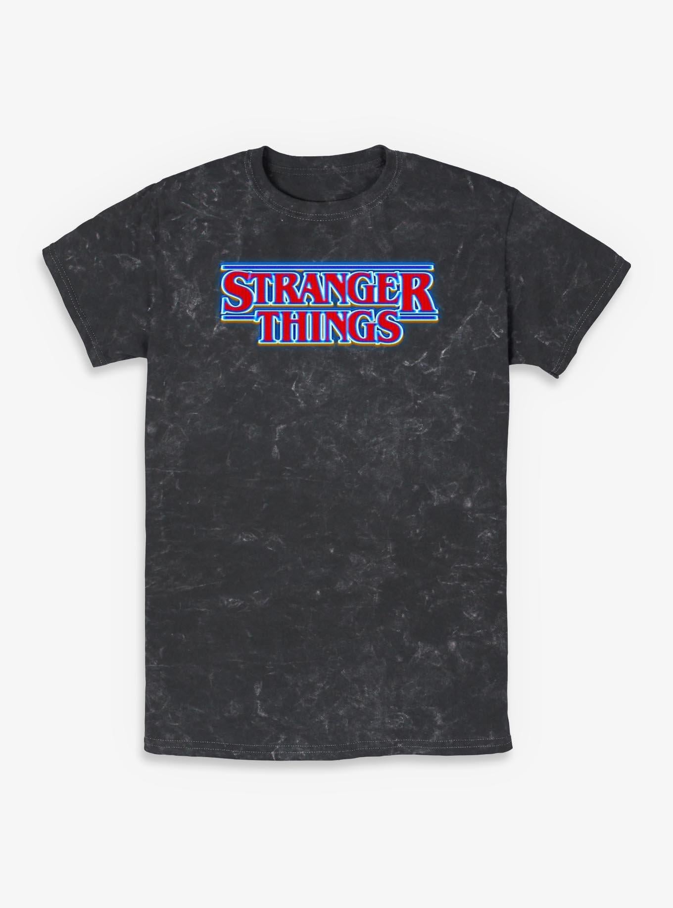 Stranger Things Blue Glow Logo Mineral Wash T-Shirt | Trending Graphic Tee For Fans
