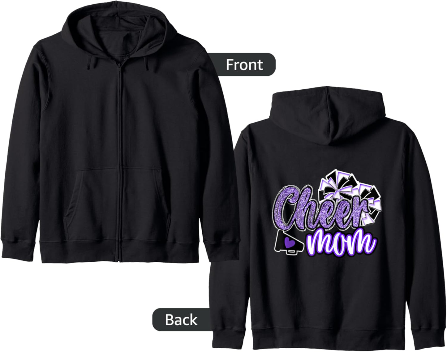 Cheer Mom Shirt Megaphone Purple Leopard Cheetah Print Zip Hoodie Hoodie Premium Print Best Seller Look