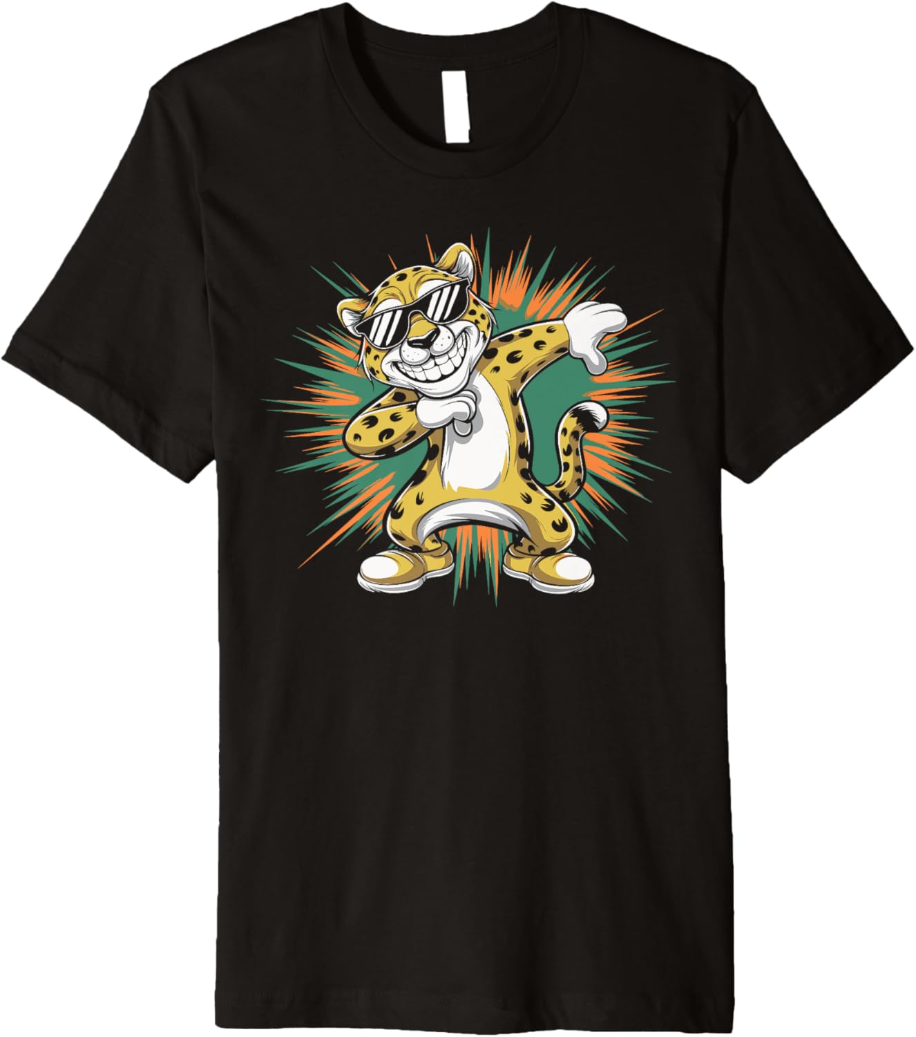 Playful Cheetah Dabbing with Sunglasses Cute Funny Animal Premium Apparel High Search Demand Everyday Wear