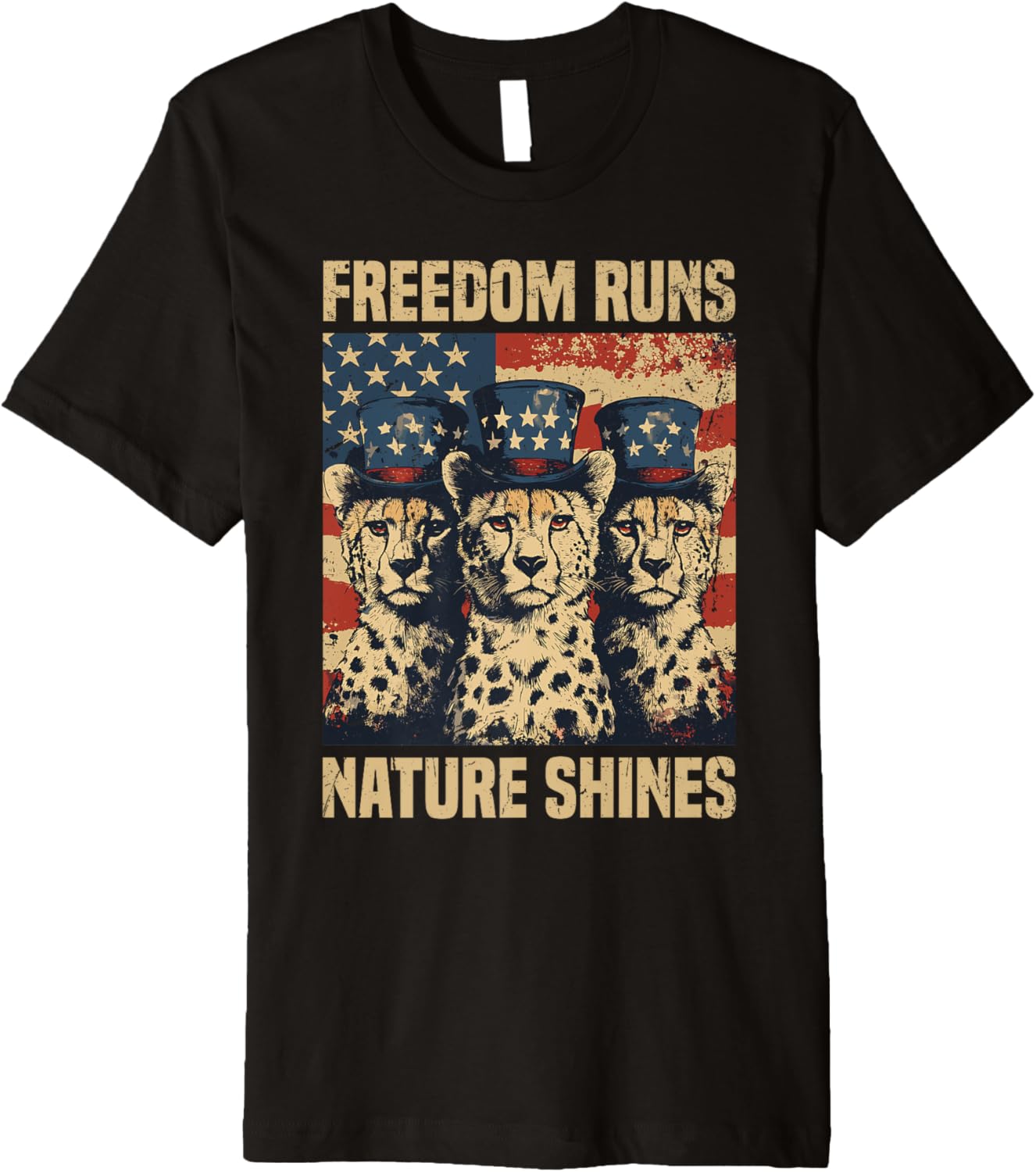 Patriotic Cheetah USA Flag Funny Animals Lover 4th Of July Premium Apparel Streetwear Style Fan Favorite