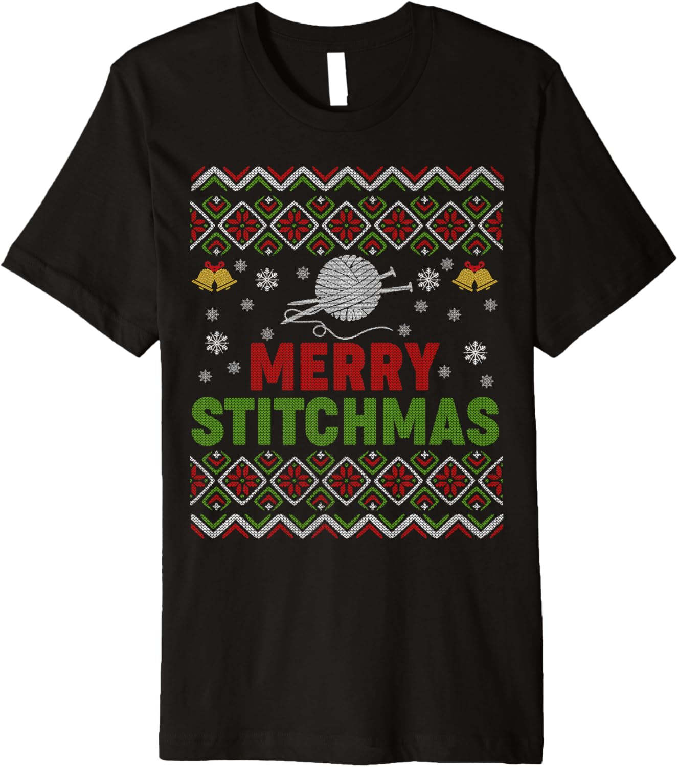 Merry Stitchmas Ugly Xmas Sweater Knitting Yarn Christmas Premium Sweater | Top Rated | Best Seller Choice