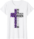 Cute Purple Christian Cheetah Print Easter Verse He Is Risen Apparel Comfort Fit Fan Favorite