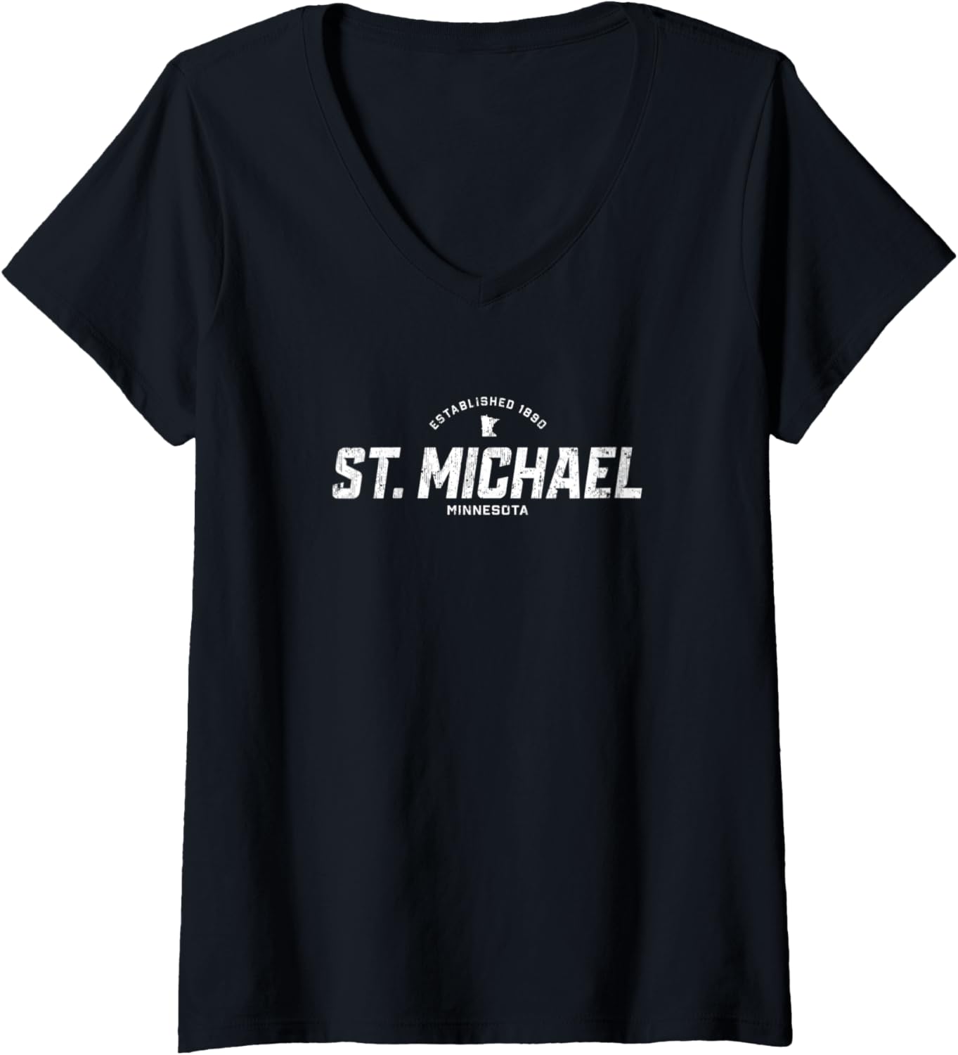 Womens St. Michael Minnesota MN Vintage Athletic Sports Logo V-Neck Apparel | Premium Quality