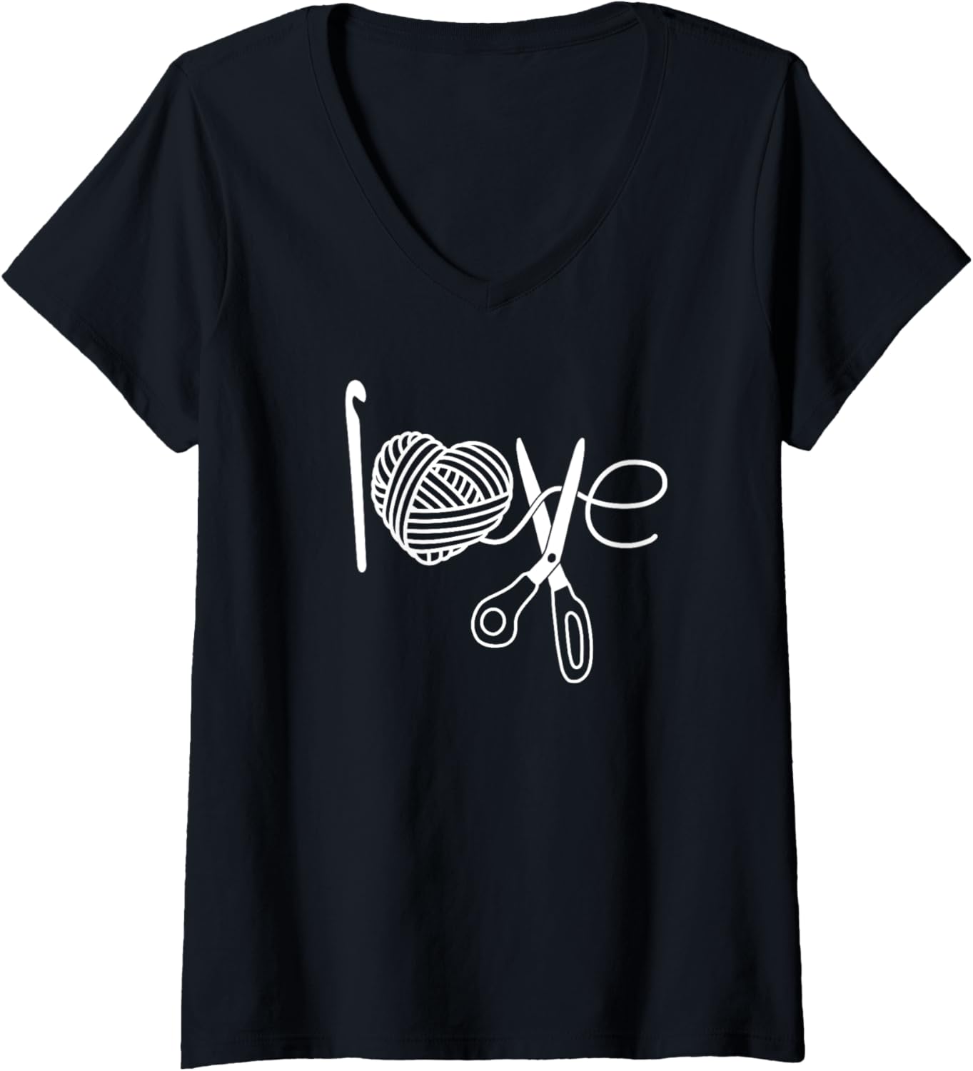 Womens Crochet Love Crochet Heart Yarn Knitting I Love Crochet V-Neck Yarn Supply | Trending 2025 | Best Seller Choice
