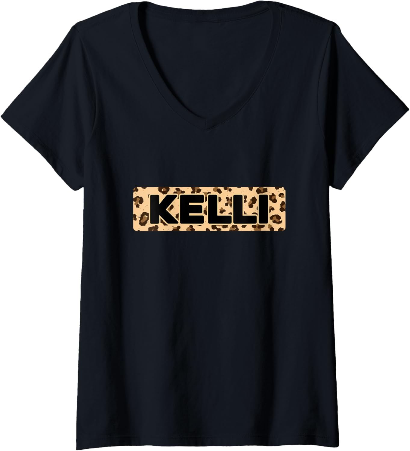 Funny Kelli Leopard Print Personalized Name Kelli V Neck Apparel Trending US Everyday Wear