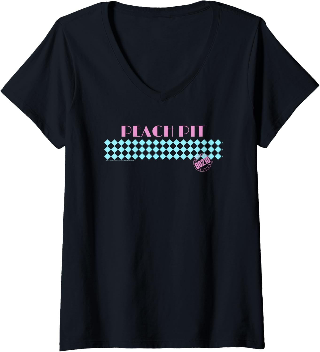 Womens Beverly Hills 90210 Peach Pit Pattern V-Neck Apparel | US Best Seller