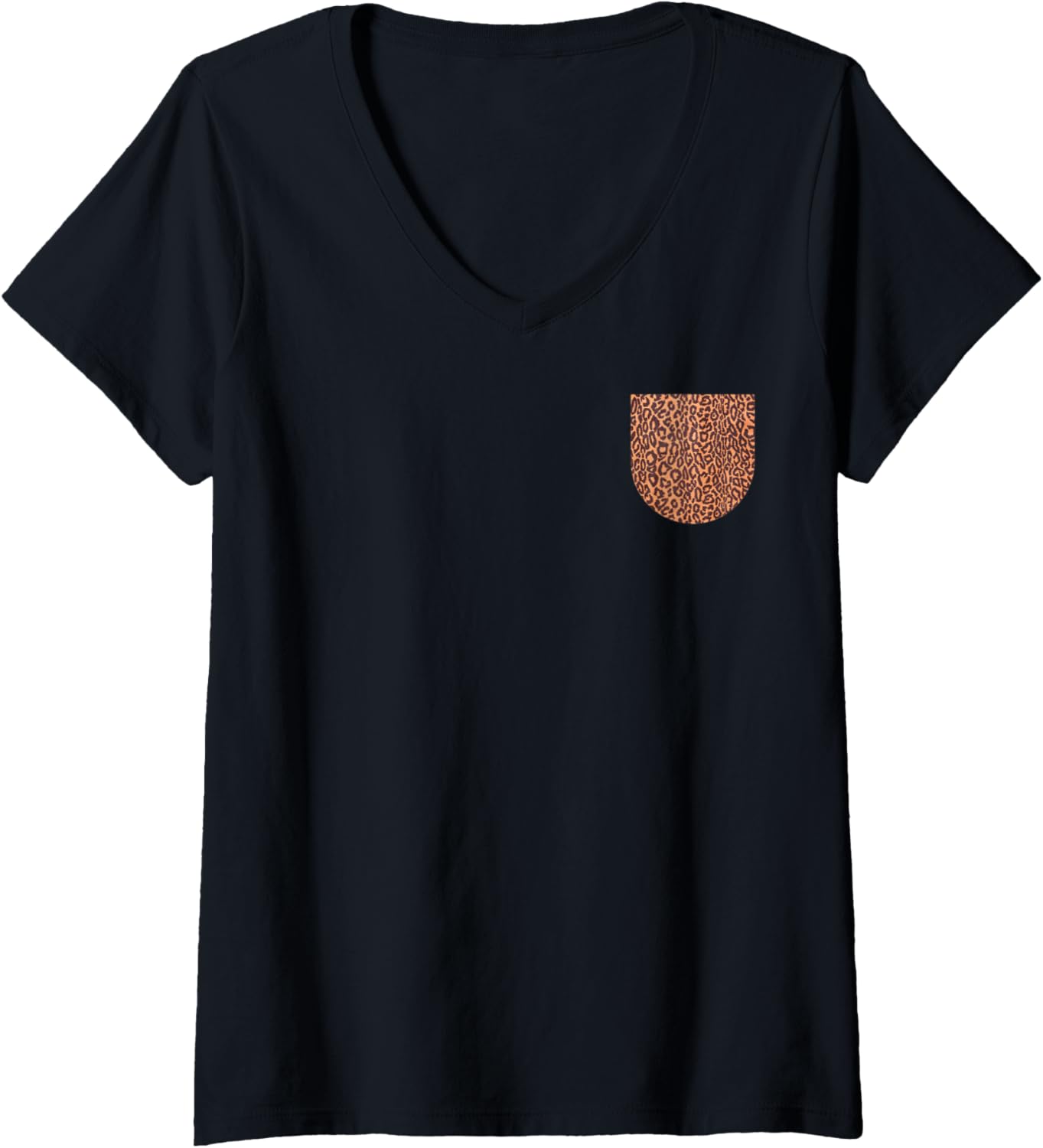 Womens Leopard Print Pocket Design for A Cool Wild Cat Animal Lover V Neck Apparel Comfort Fit Fan Favorite
