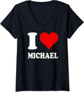 Red Heart I Love Michael V-Neck Apparel | Viral Streetwear Style