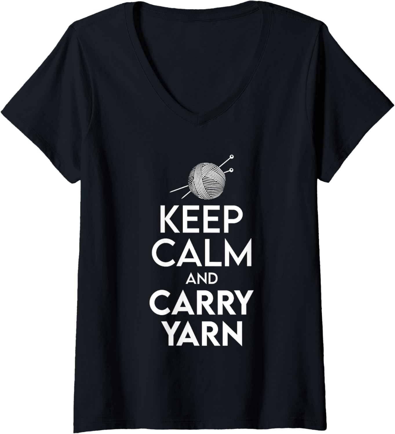 Womens Crochet Keep Calm And Carry Yarn Crocheting V-Neck Yarn Supply | Trending 2025 | Best Seller Choice