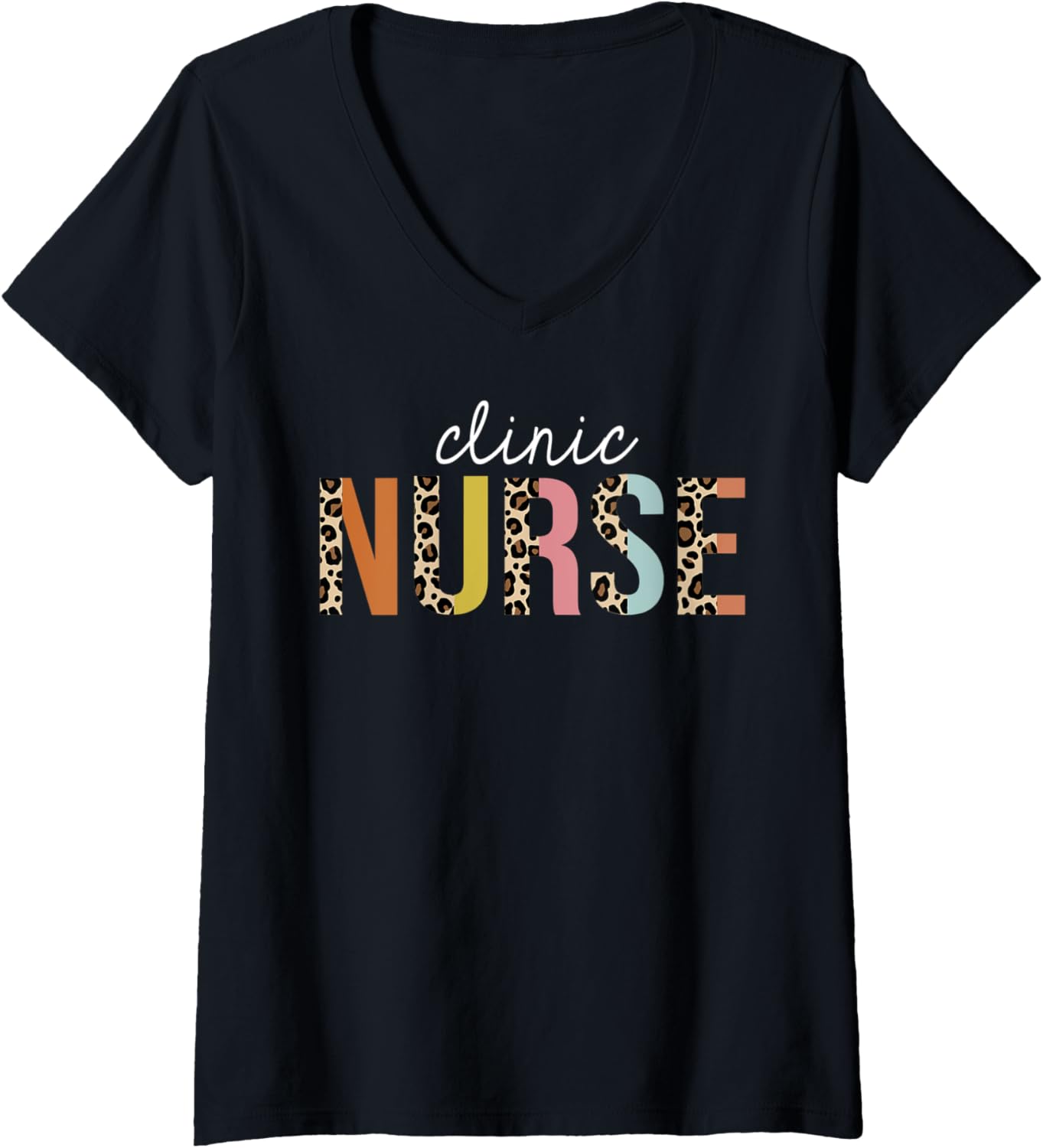 Womens Clinic Nurse Leopard Print Registered RN Nursing Life V Neck Apparel Trending US Fan Favorite