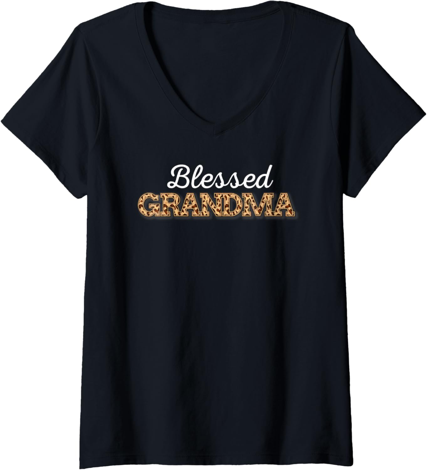 Womens Blessed Grandma Leopard Cheetah Animal Print Proud V Neck Apparel Viral TikTok Find US Top Pick