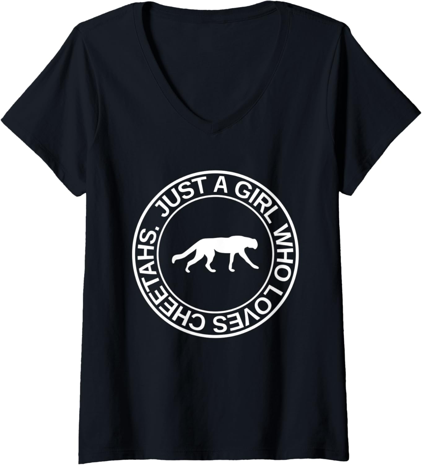 Womens Just A Girl Who Loves Cheetahs Gift For Women Cougar Canine V Neck Apparel Comfort Fit Fan Favorite