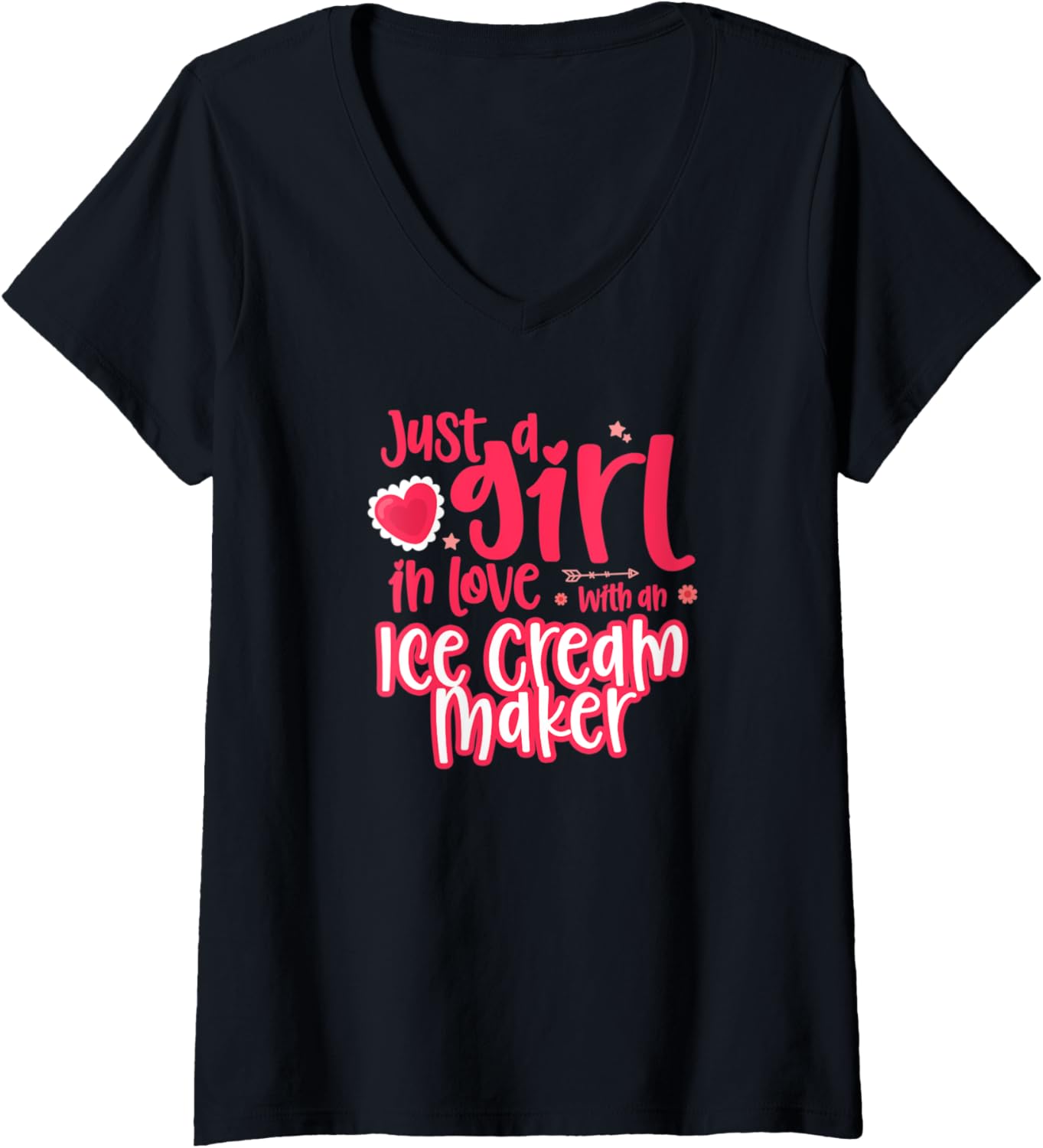 Womens Just a Girl in Love with an ice-cream maker V-Neck Apparel | High Search Volume | Perfect Gift Idea