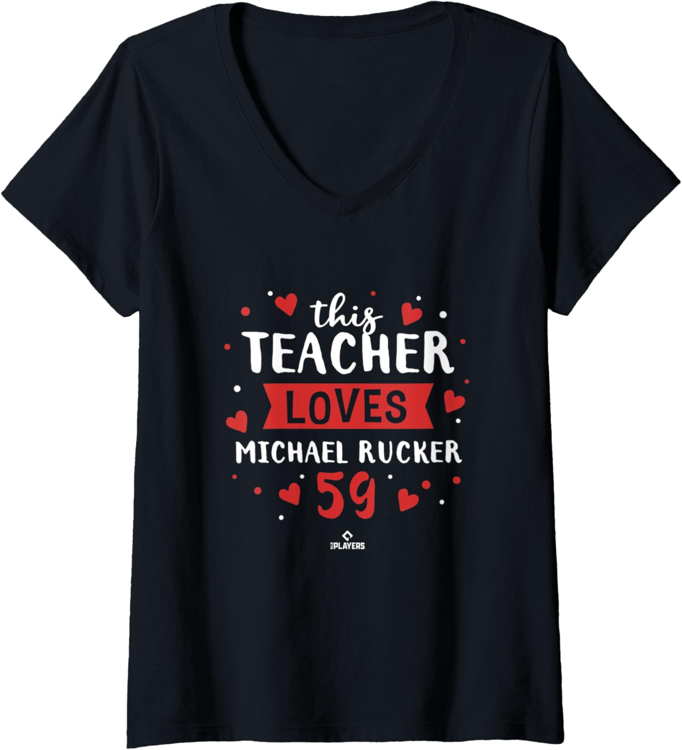 Womens This Teacher Loves Michael Rucker Chicago Baseball Player V-Neck Apparel | US Best Seller