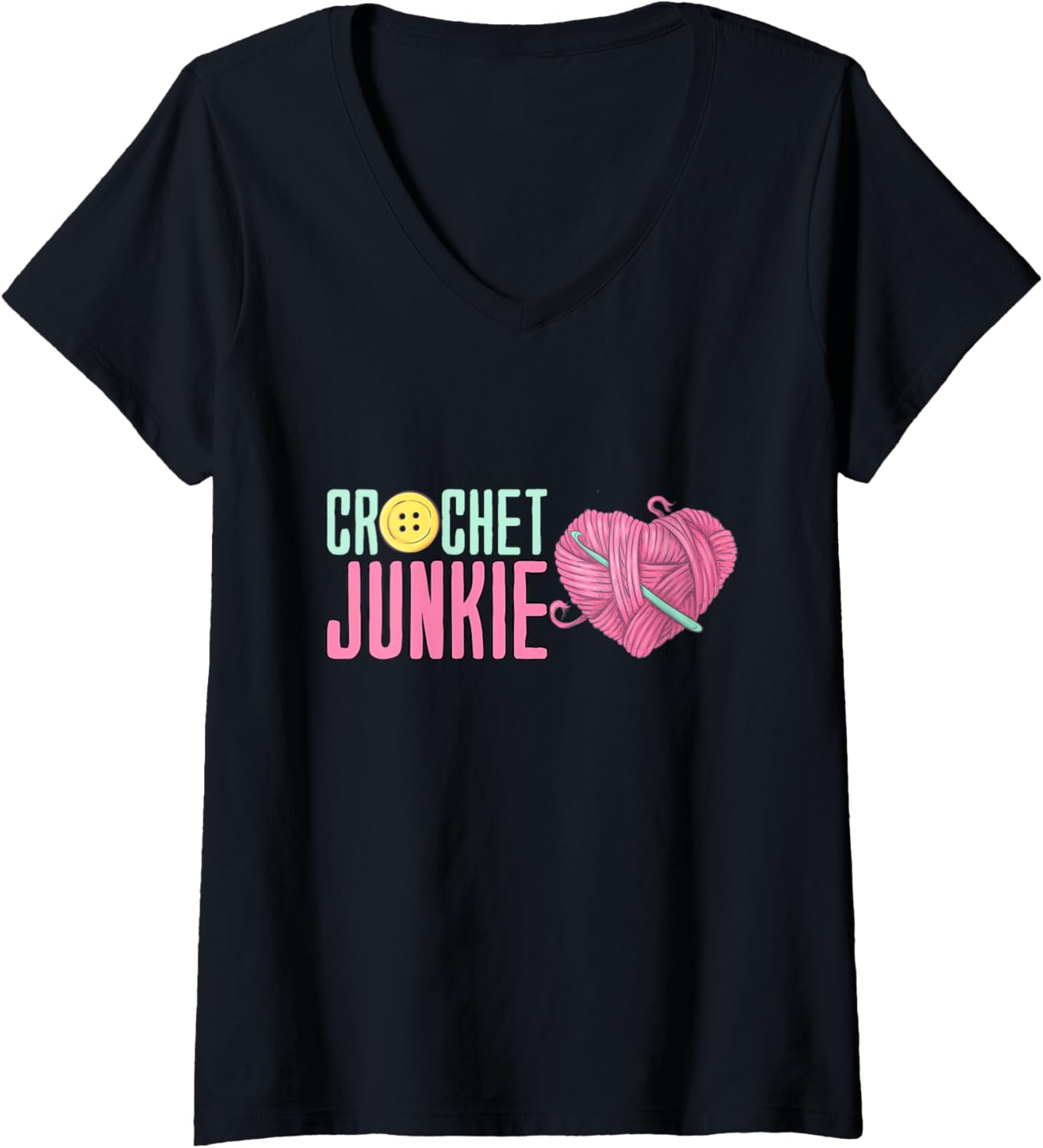 Womens Crochet Junkie - Yarn Lover V-Neck Yarn Supply | Viral US Pick | High CTR Title