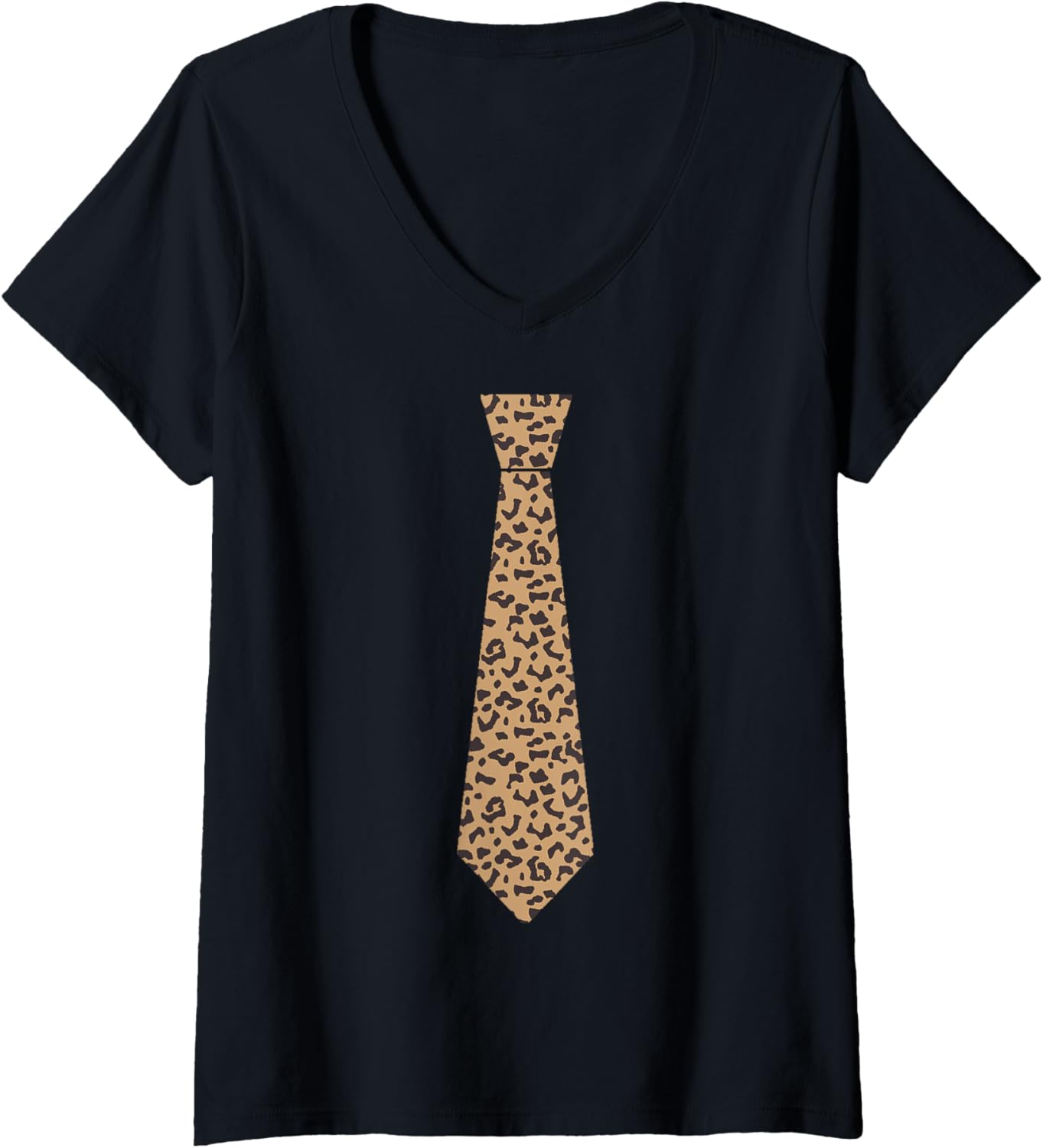 Womens Funny Necktie Tie Leopard Cheetah V Neck Apparel Premium Print Best Seller Look