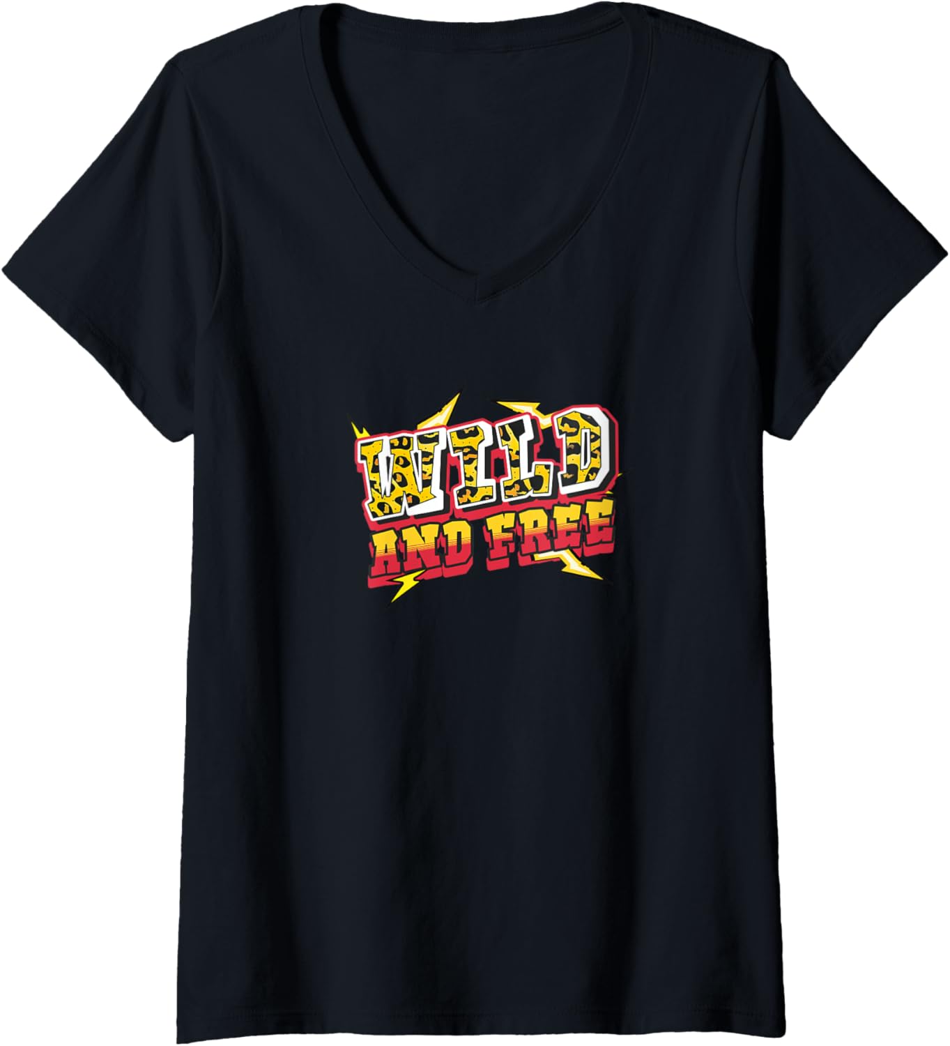 Womens Cheetah Print Wild And Free V Neck Apparel High Search Demand Everyday Wear