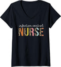 Womens Infection Control Nurse Life Leopard Print RN Registered V Neck Apparel Comfort Fit Gift Ready