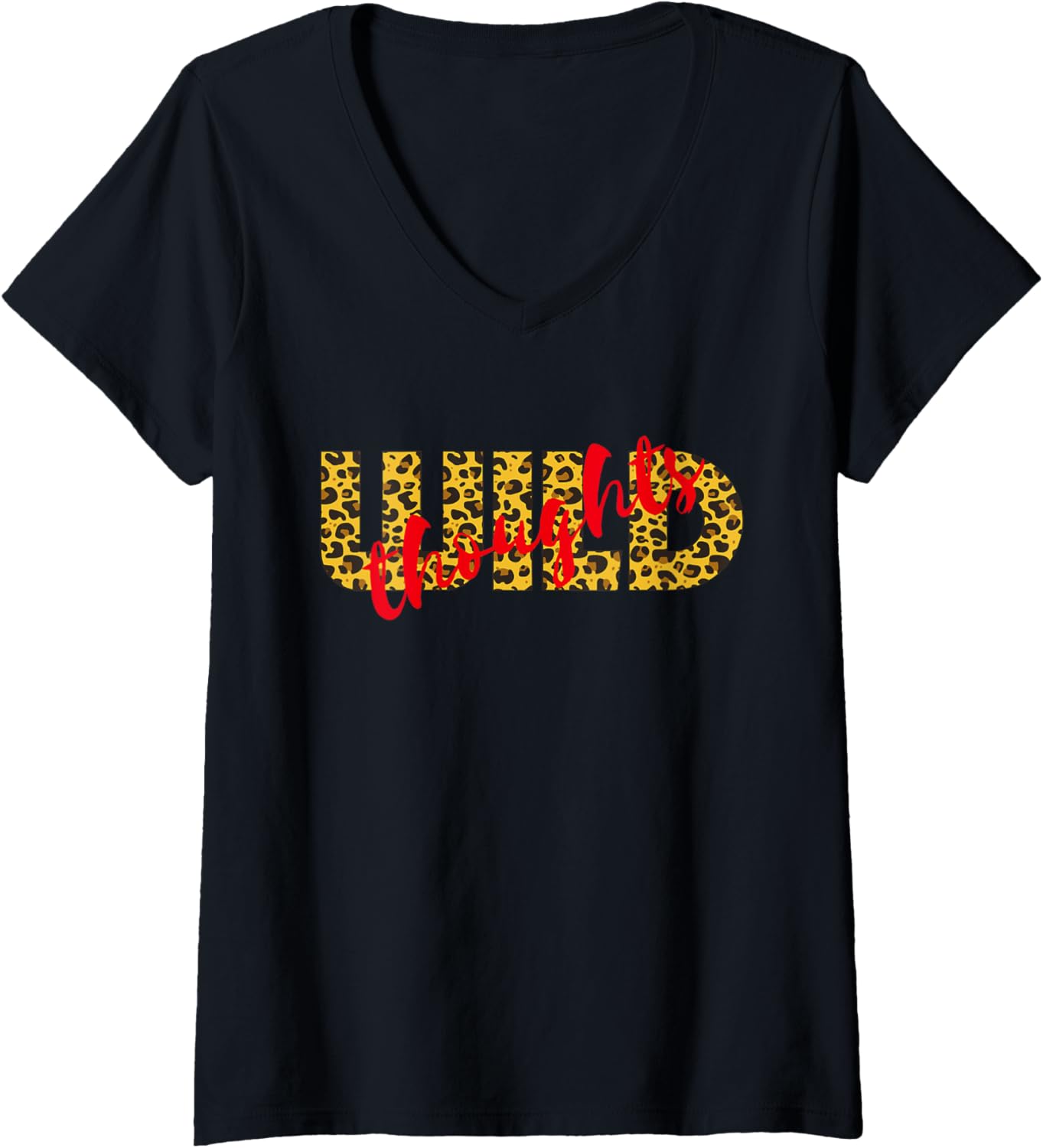 Womens WILD Thoughts u2013 Bold Leopard Cheetah Print V Neck Apparel Streetwear Style US Top Pick