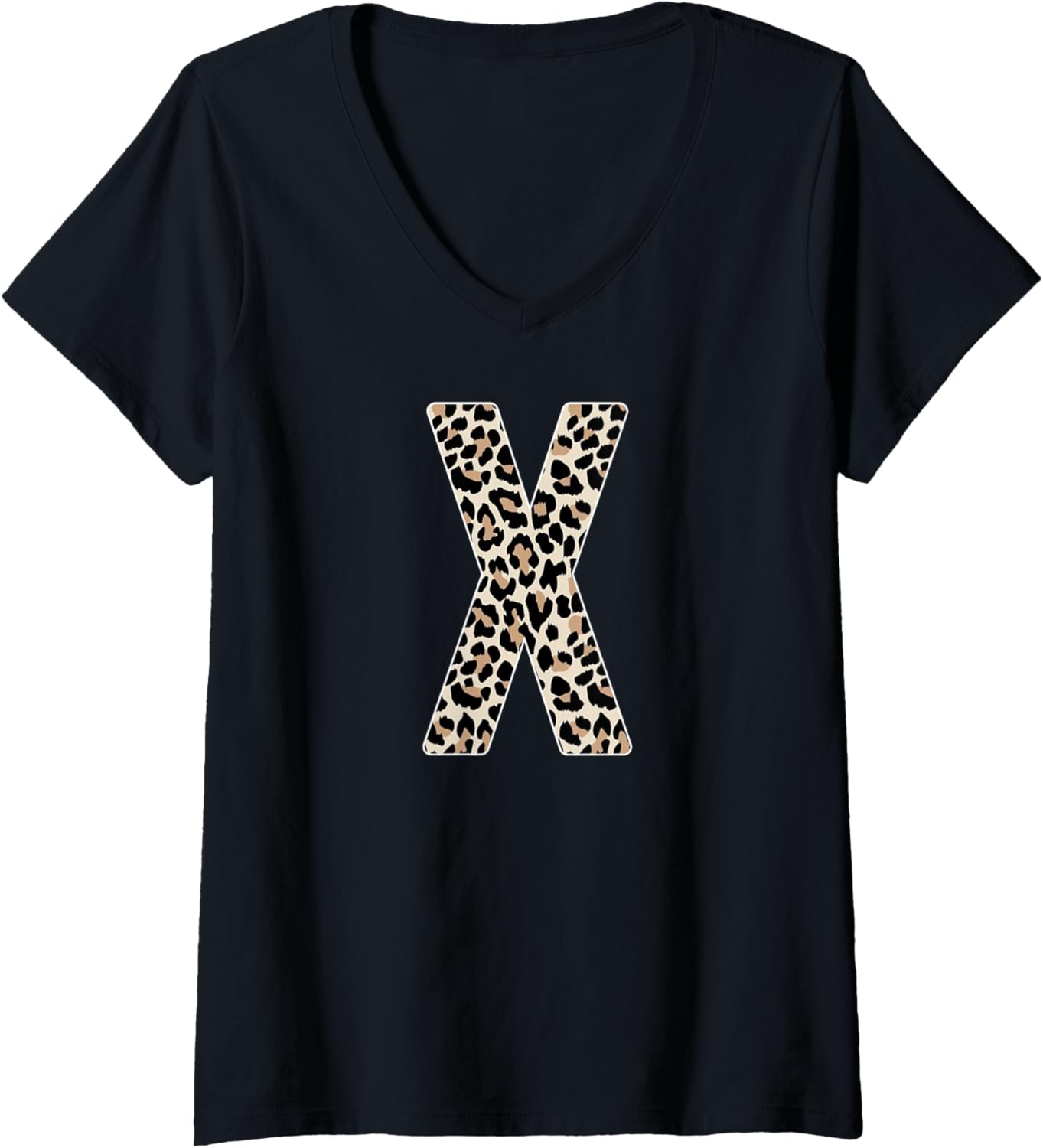 Womens Leopard Print Cheetah Print Animal Print Letter X Cat V Neck Apparel Comfort Fit Everyday Wear