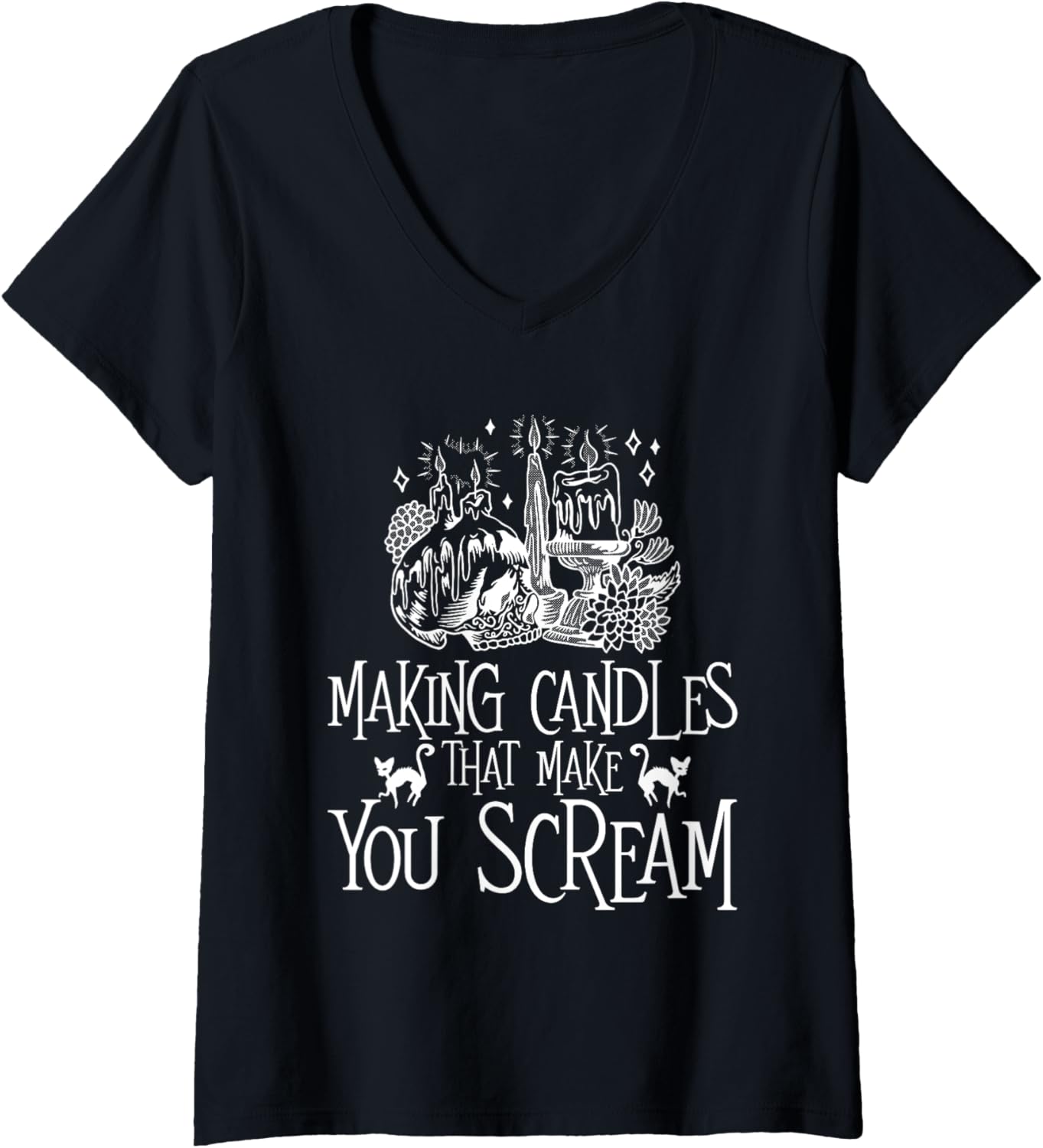 Womens Making Candles That Make You Scream - Halloween Candle Maker V-Neck Apparel | High Search Volume | Must-Have Styl...
