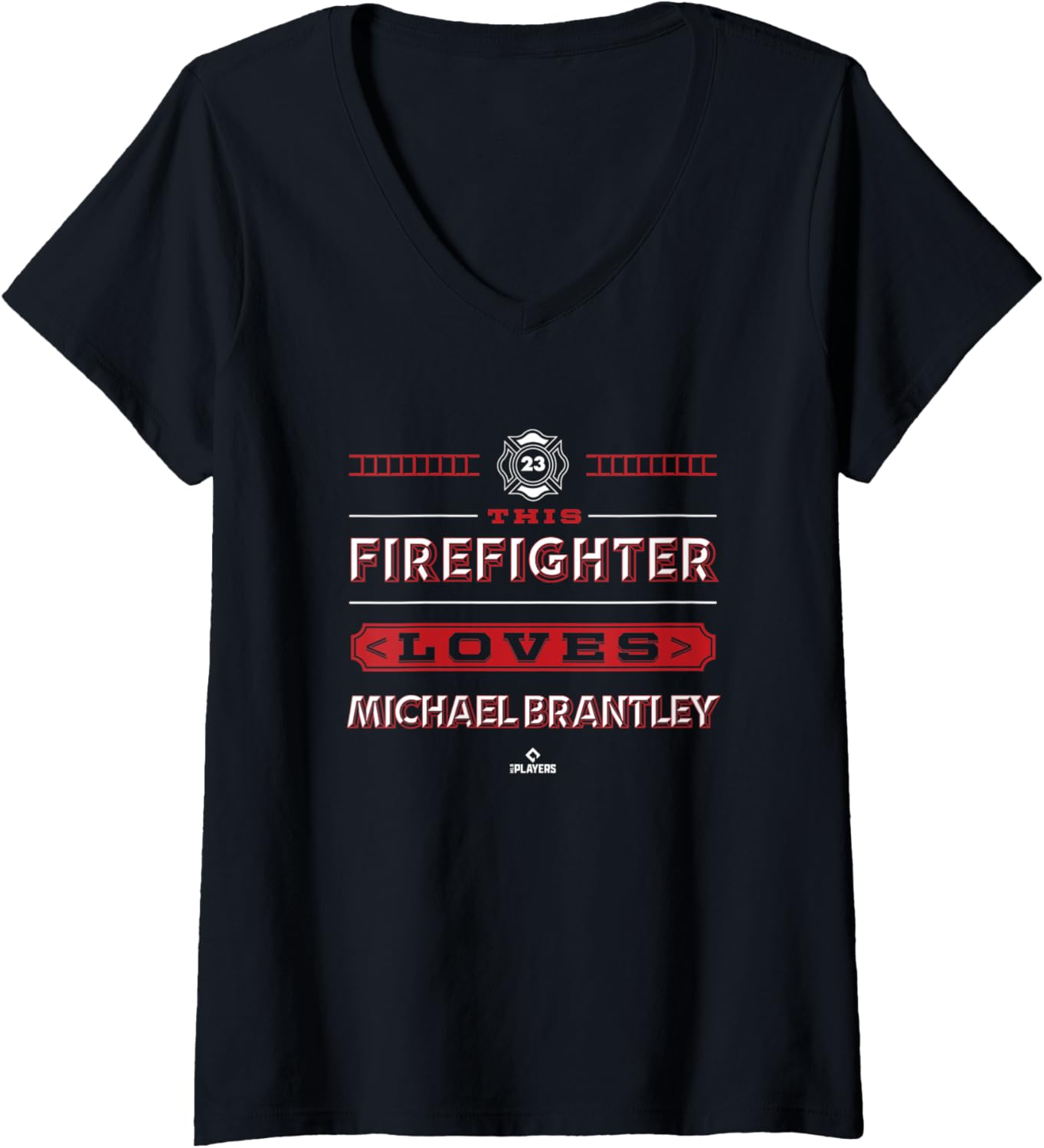 Womens This Firefighter Loves Michael Brantley V-Neck Apparel | Perfect Gift Idea