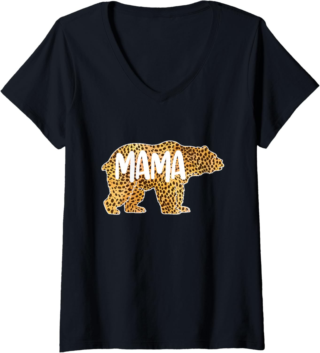 Womens Mama Bear Cheetah Leopard Print Mom Mother Gift Women V Neck Apparel Viral TikTok Find Best Seller Look