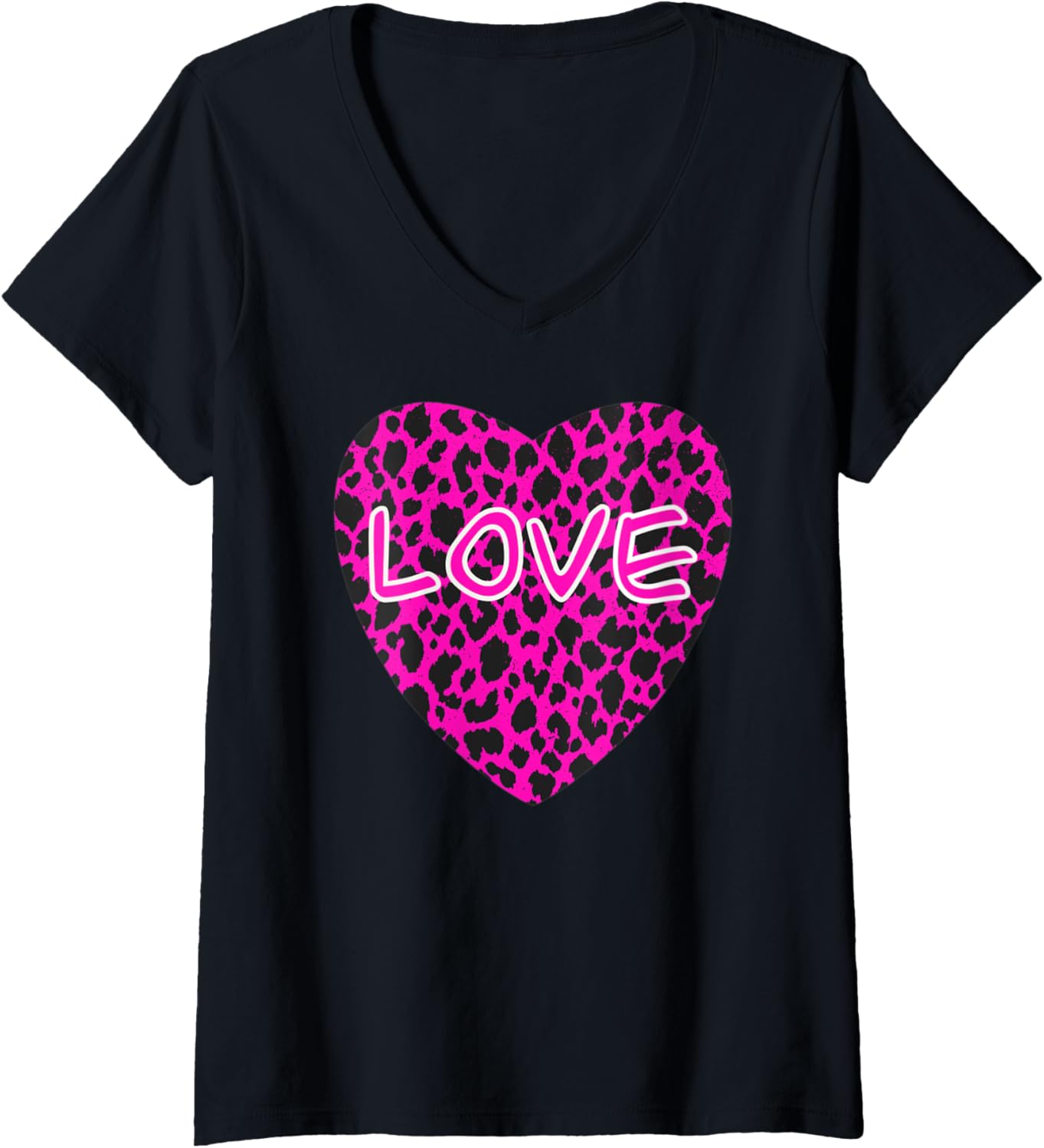 Womens Vintage Leopard Heart Cheetah Y2K Aesthetic Animal Print V Neck Apparel High Search Demand Gift Ready