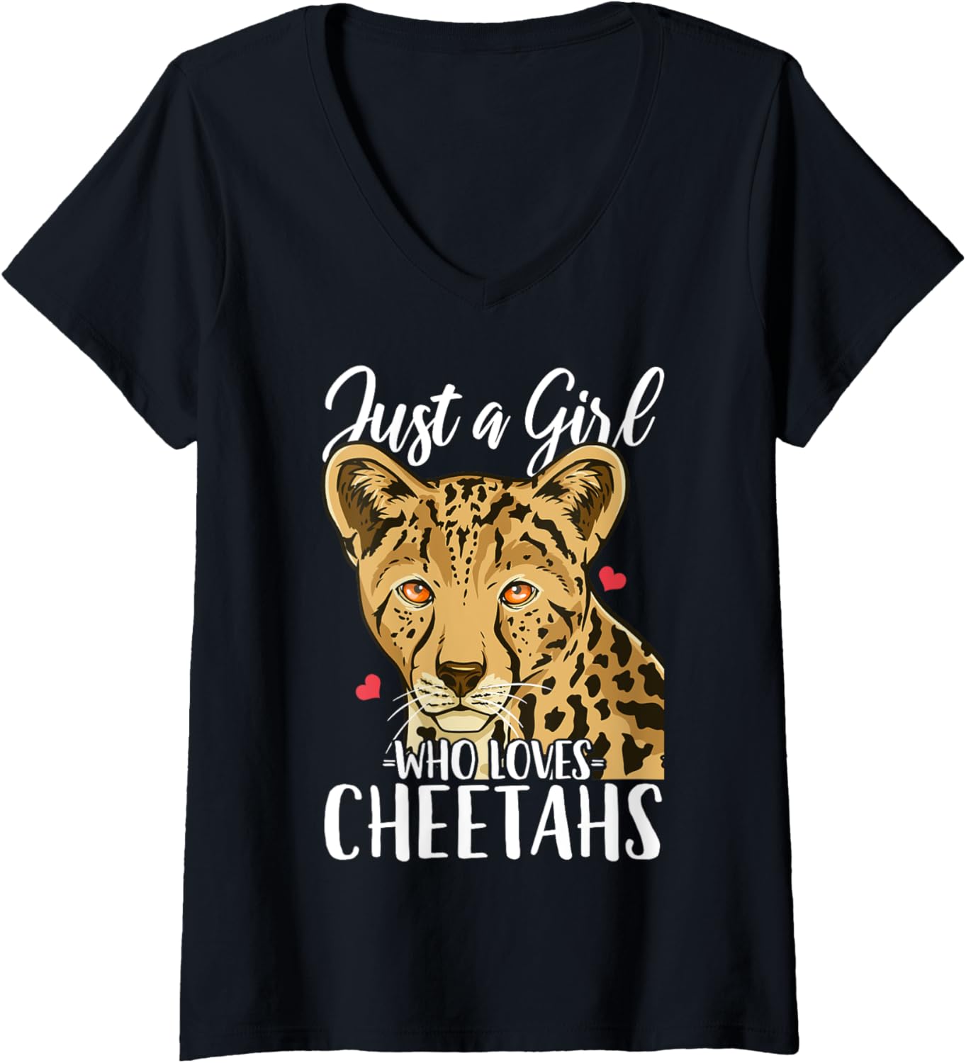 Womens Cheetah Just a Girl Who Loves Cheetahs V Neck Apparel Viral TikTok Find US Top Pick