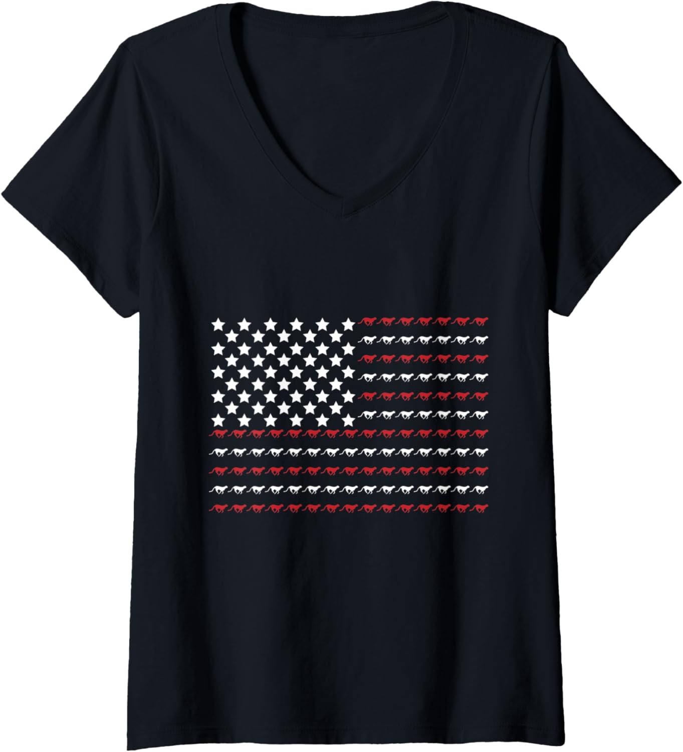 Womens Cheetah 4th of July Paw Print American Flag V Neck Apparel Comfort Fit Gift Ready