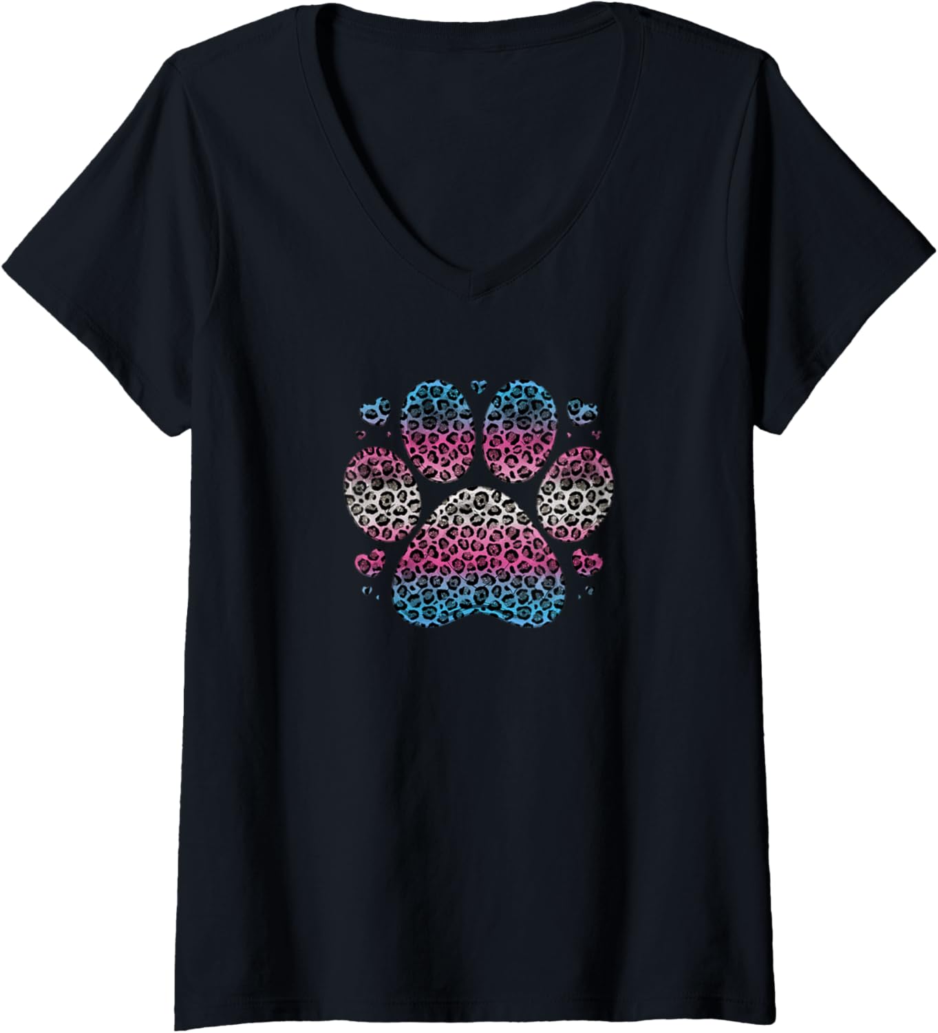 Womens Transgender Leopard Cat Paw Print Cheetah Pattern Trans V Neck Apparel Viral TikTok Find Gift Ready
