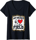 Womens Soccer Mom Leopard Cheetah Print Soccer Fan Mothers Day V Neck Apparel Streetwear Style Hot Right Now
