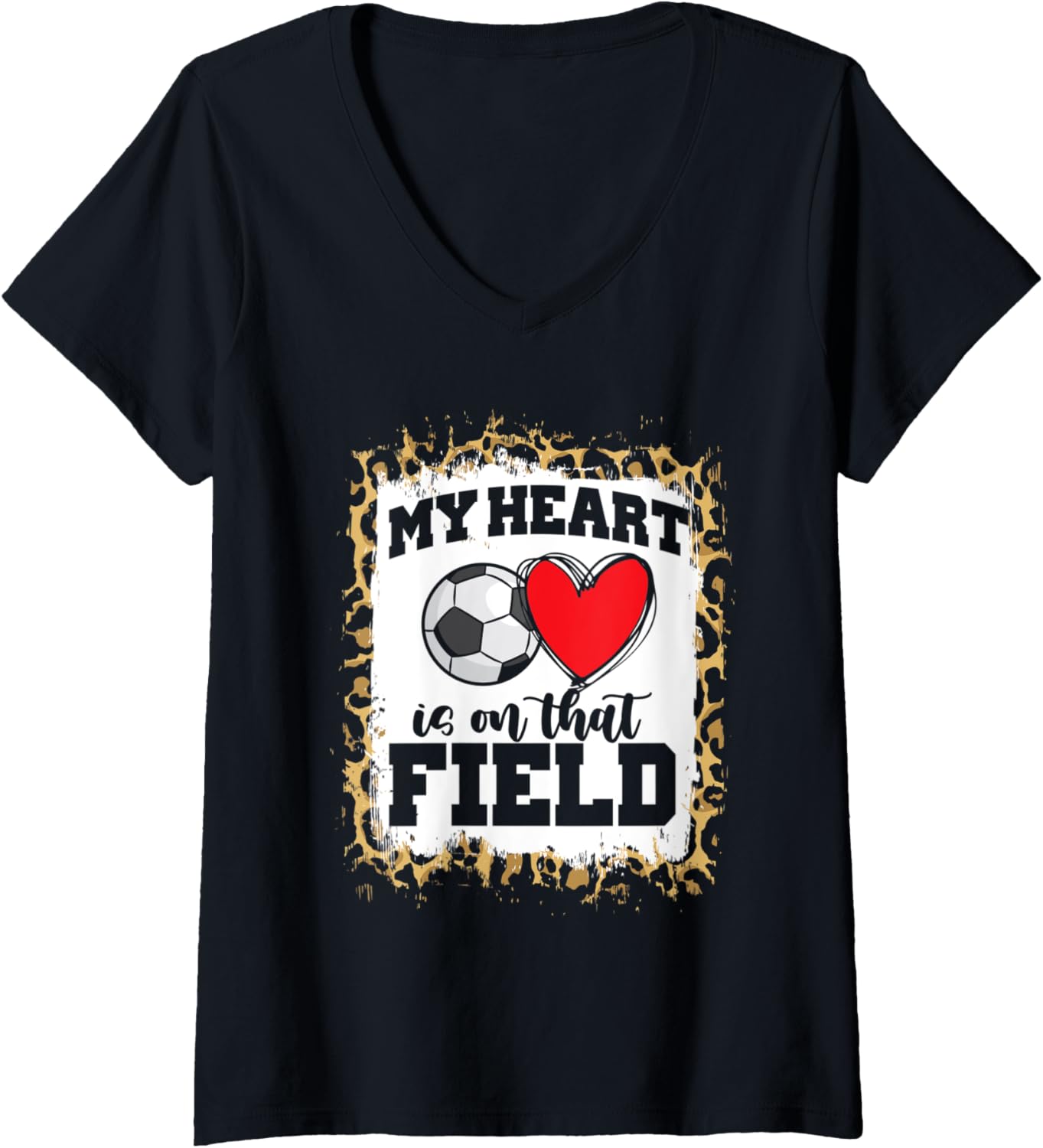 Womens Soccer Mom Leopard Cheetah Print Soccer Fan Mothers Day V Neck Apparel Streetwear Style Hot Right Now